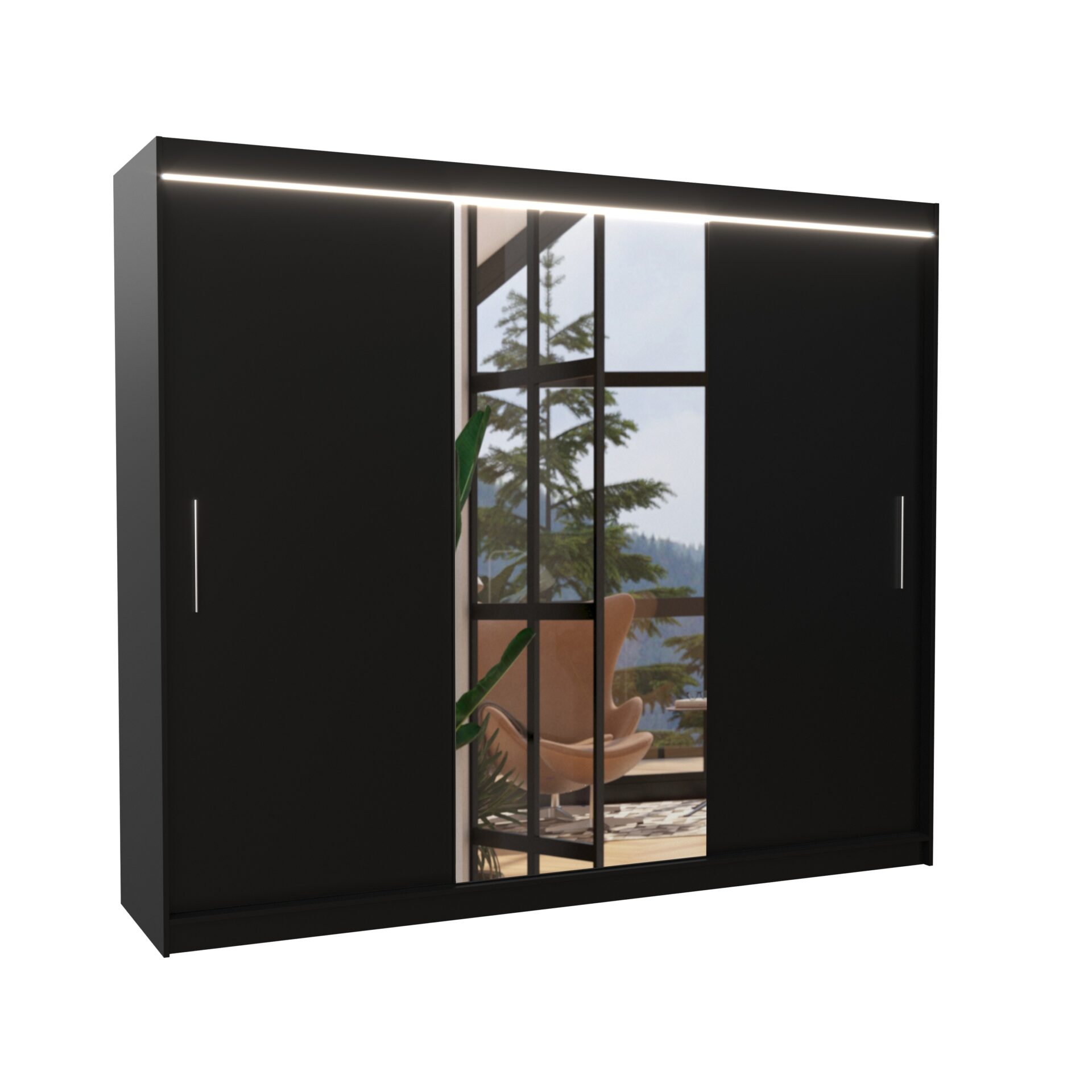 Stumdoma spinta su veidrodžiu ir LED apšvietimu DENIS 250 juoda ADRK