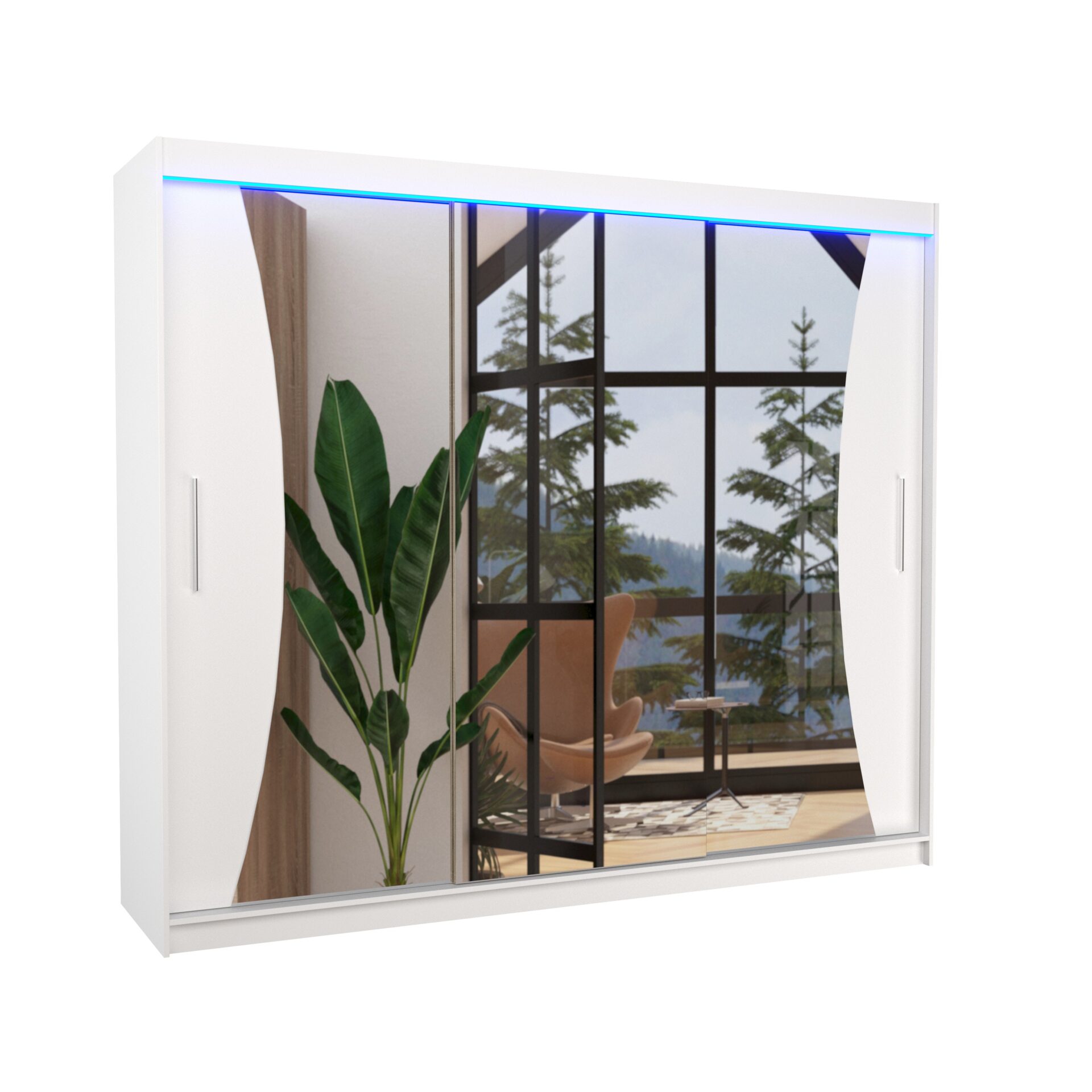 Stumdoma spinta su veidrodžiu ir LED apšvietimu DIEGO 250 balta ADRK