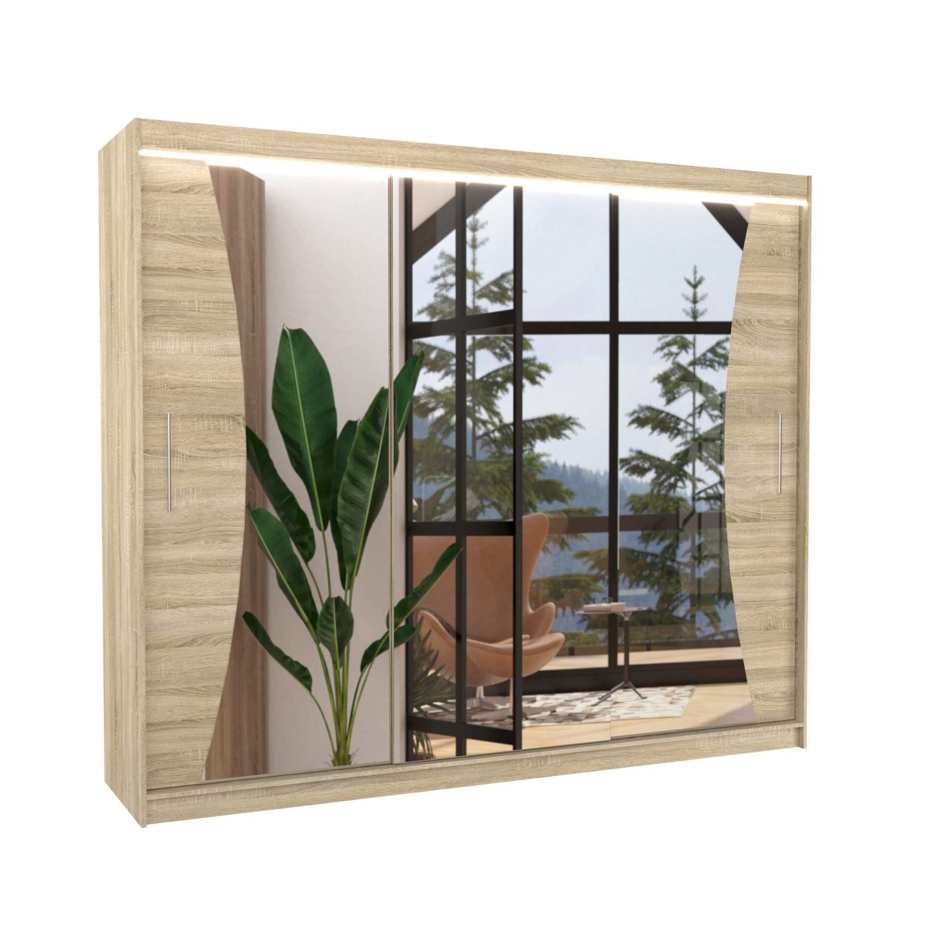 Stumdoma spinta su veidrodžiu ir LED apšvietimu DIEGO 250 Sonoma ADRK