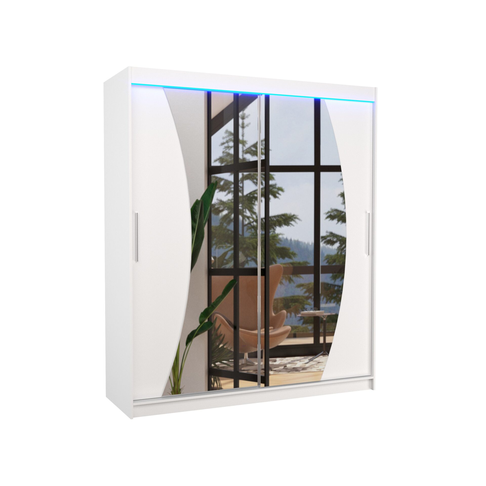 Stumdoma spinta su veidrodžiu ir LED apšvietimu DOLORES 180 balta ADRK