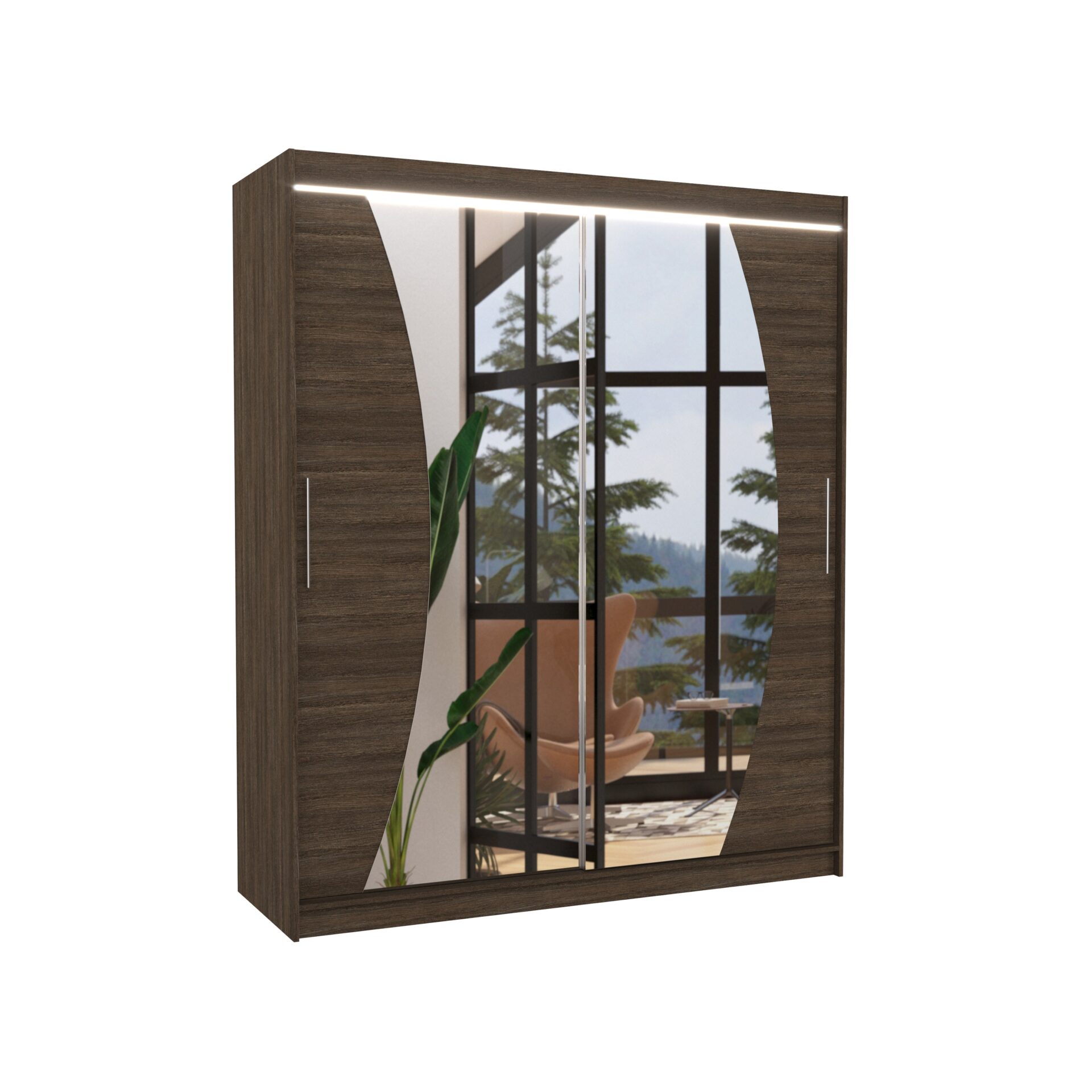 Stumdoma spinta su veidrodžiu ir LED apšvietimu DOLORES 180 šokolado spalvos ADRK