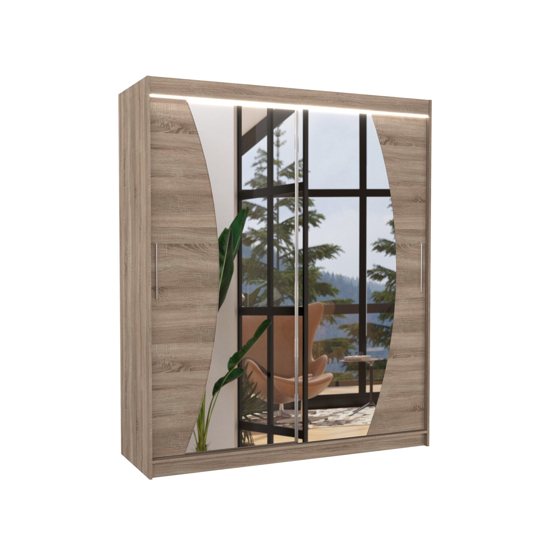 Stumdoma spinta su veidrodžiu ir LED apšvietimu DOLORES 180 Truffle ADRK