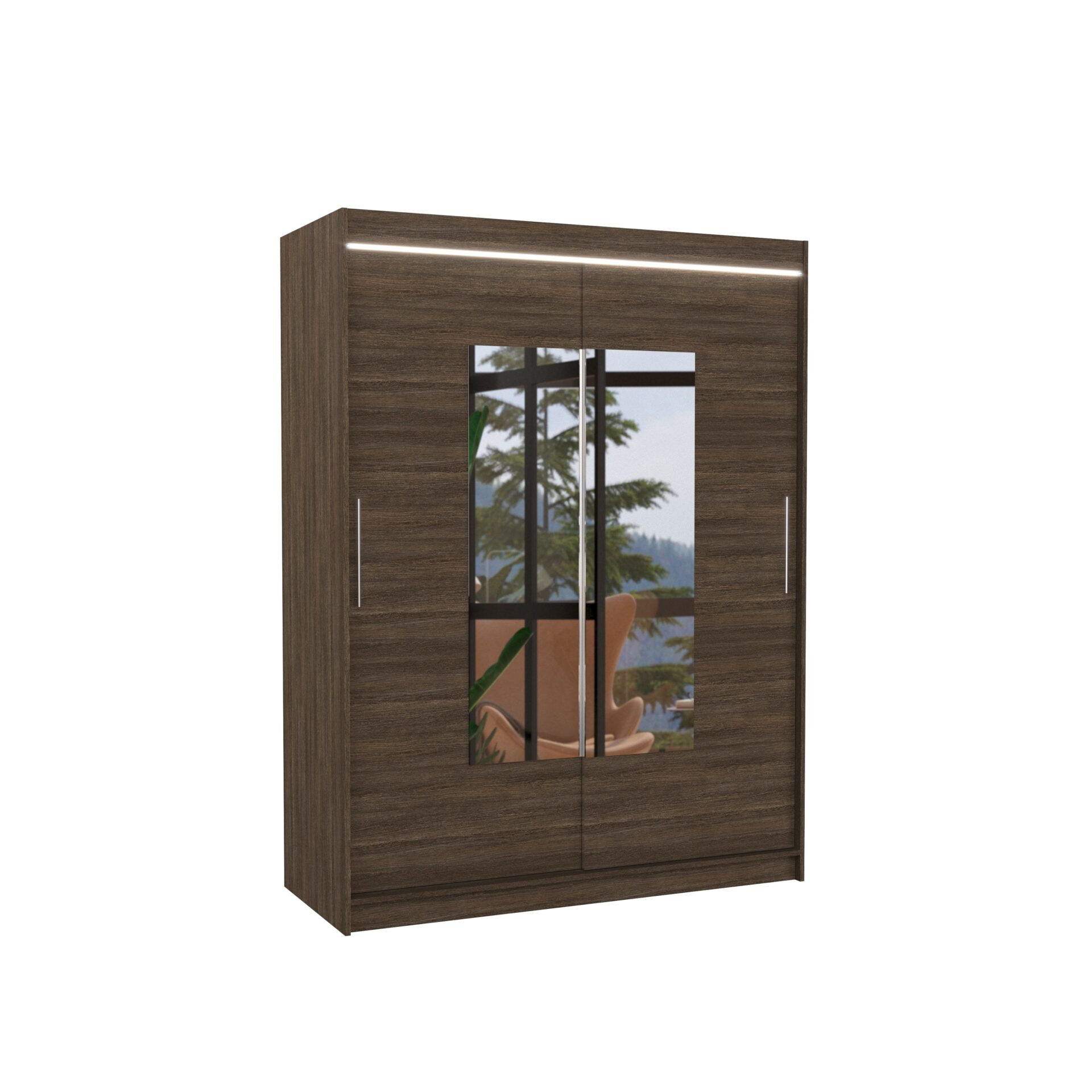 Stumdoma spinta su veidrodžiu ir LED apšvietimu DORRIGO 150 šokolado spalvos ADRK