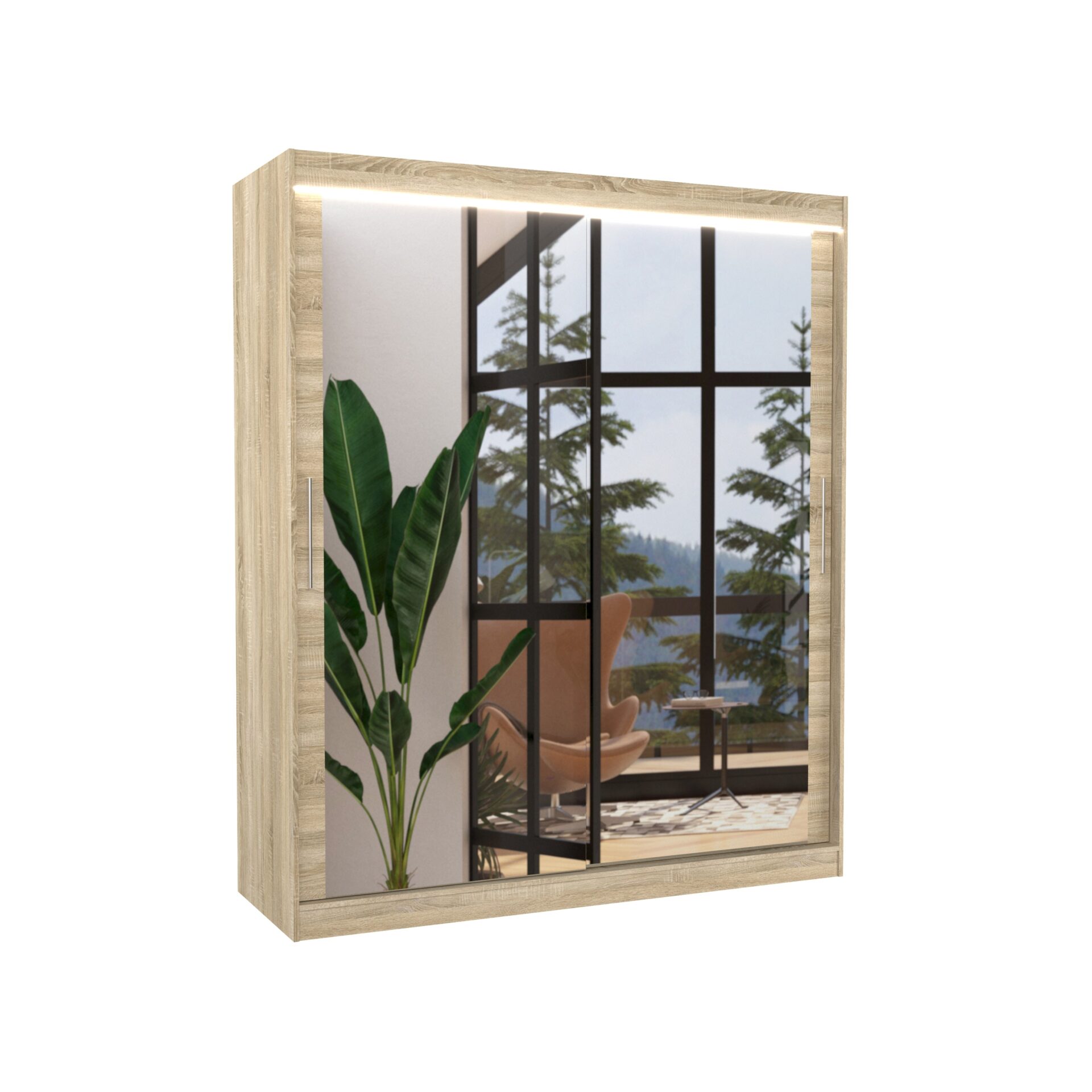 Stumdoma spinta su veidrodžiu ir LED apšvietimu ETTORE 180 Sonoma ADRK