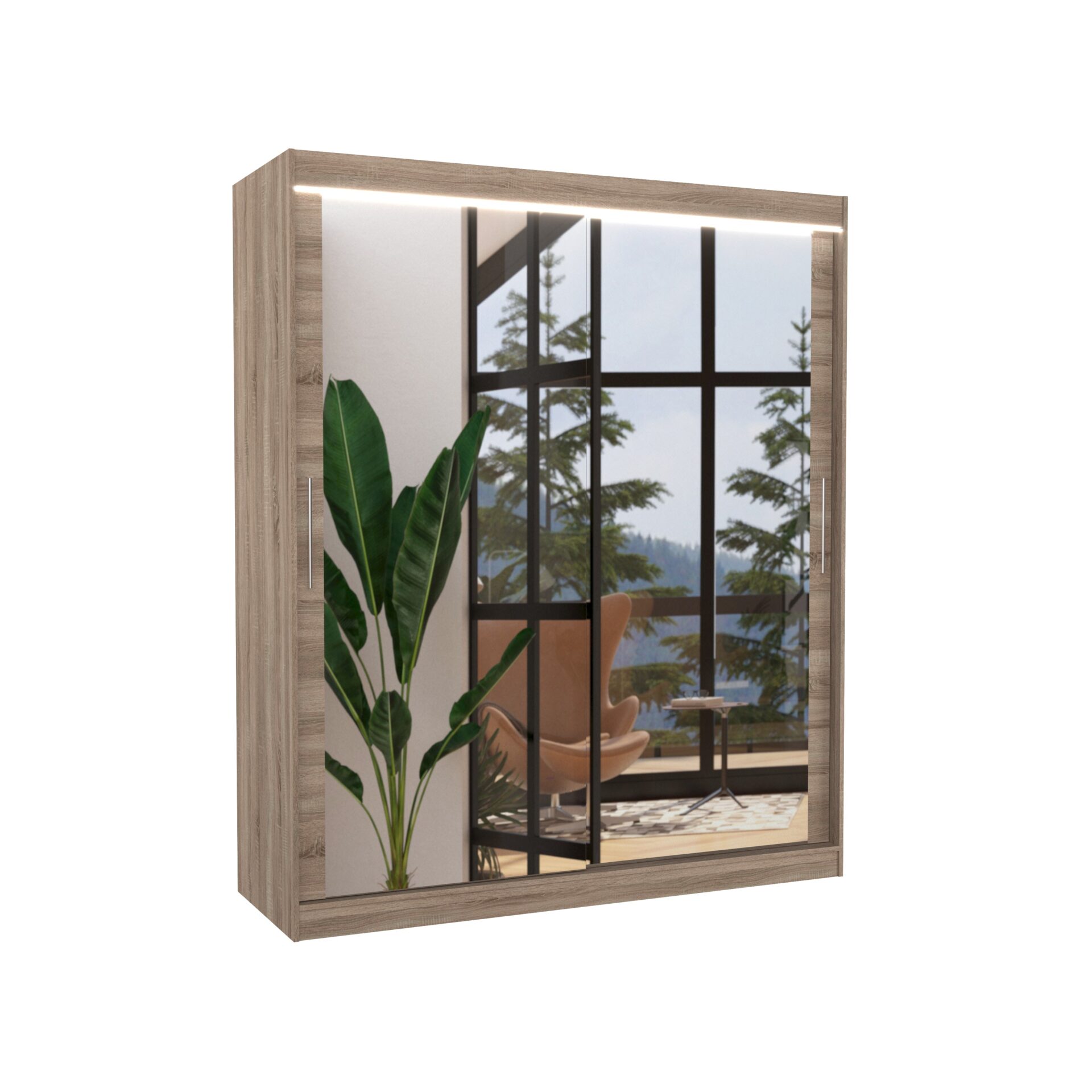 Stumdoma spinta su veidrodžiu ir LED apšvietimu ETTORE 180 Truffle ADRK