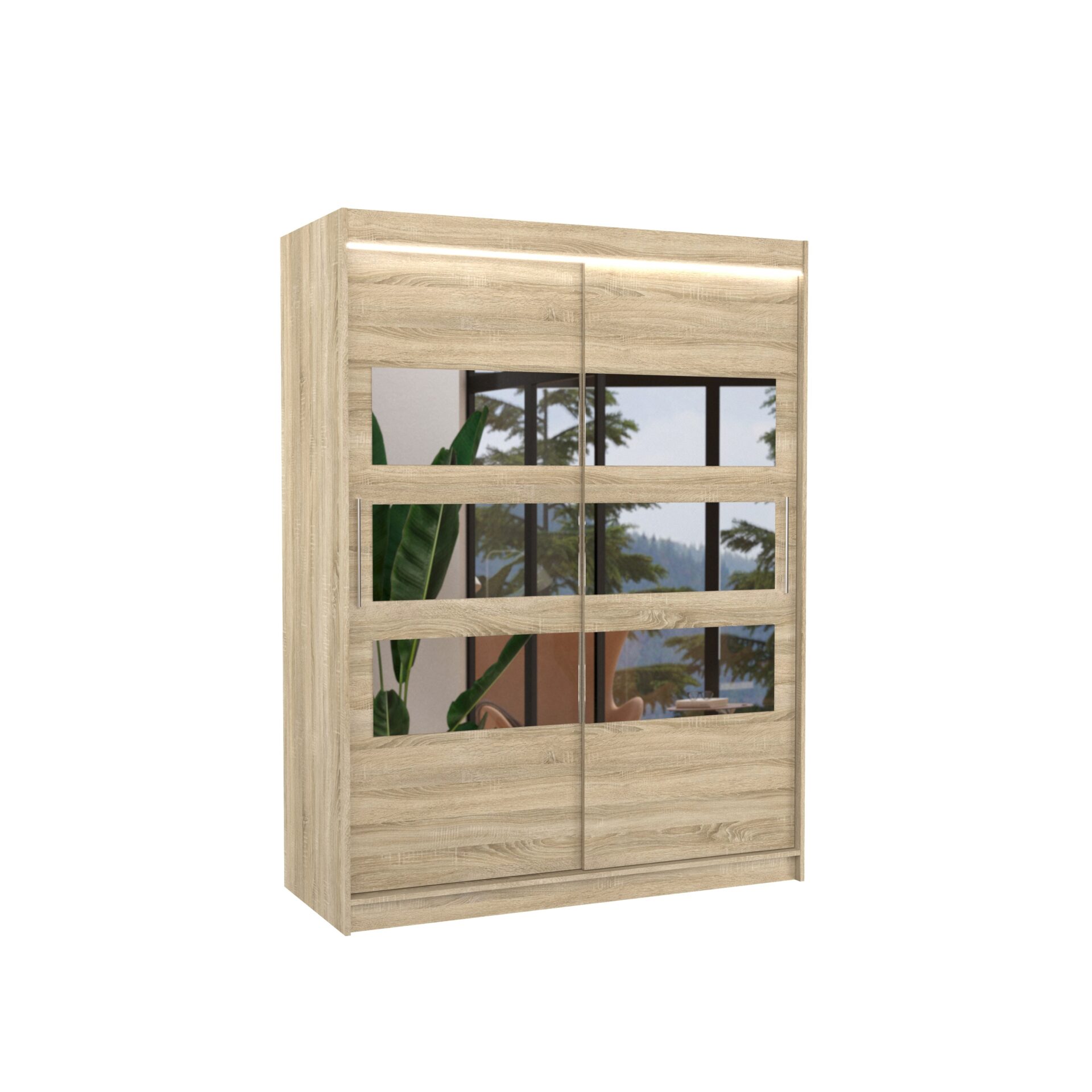 Stumdoma spinta su veidrodžiu ir LED apšvietimu FLORENTO 150 Sonoma ADRK