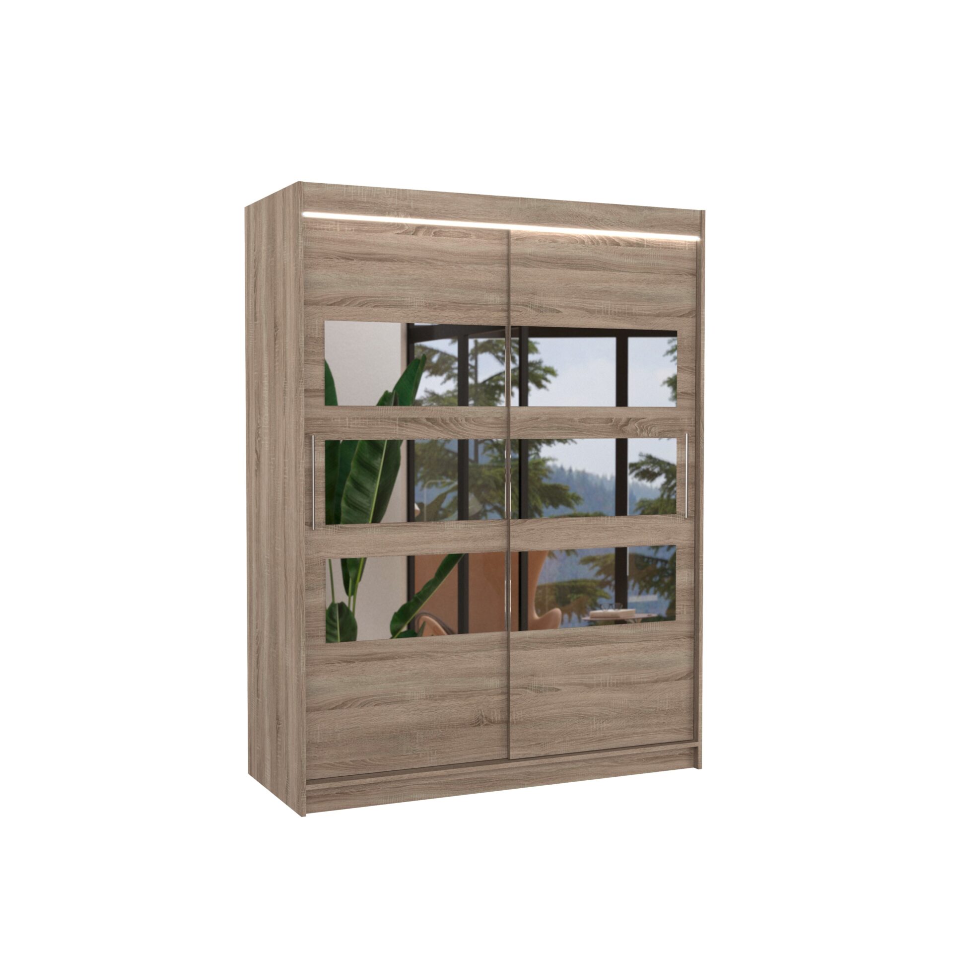 Stumdoma spinta su veidrodžiu ir LED apšvietimu FLORENTO 150 Truffle ADRK