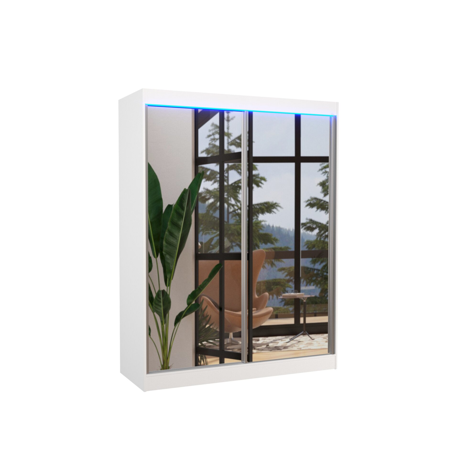 Stumdoma spinta su veidrodžiu ir LED apšvietimu FLOREST 150 balta ADRK