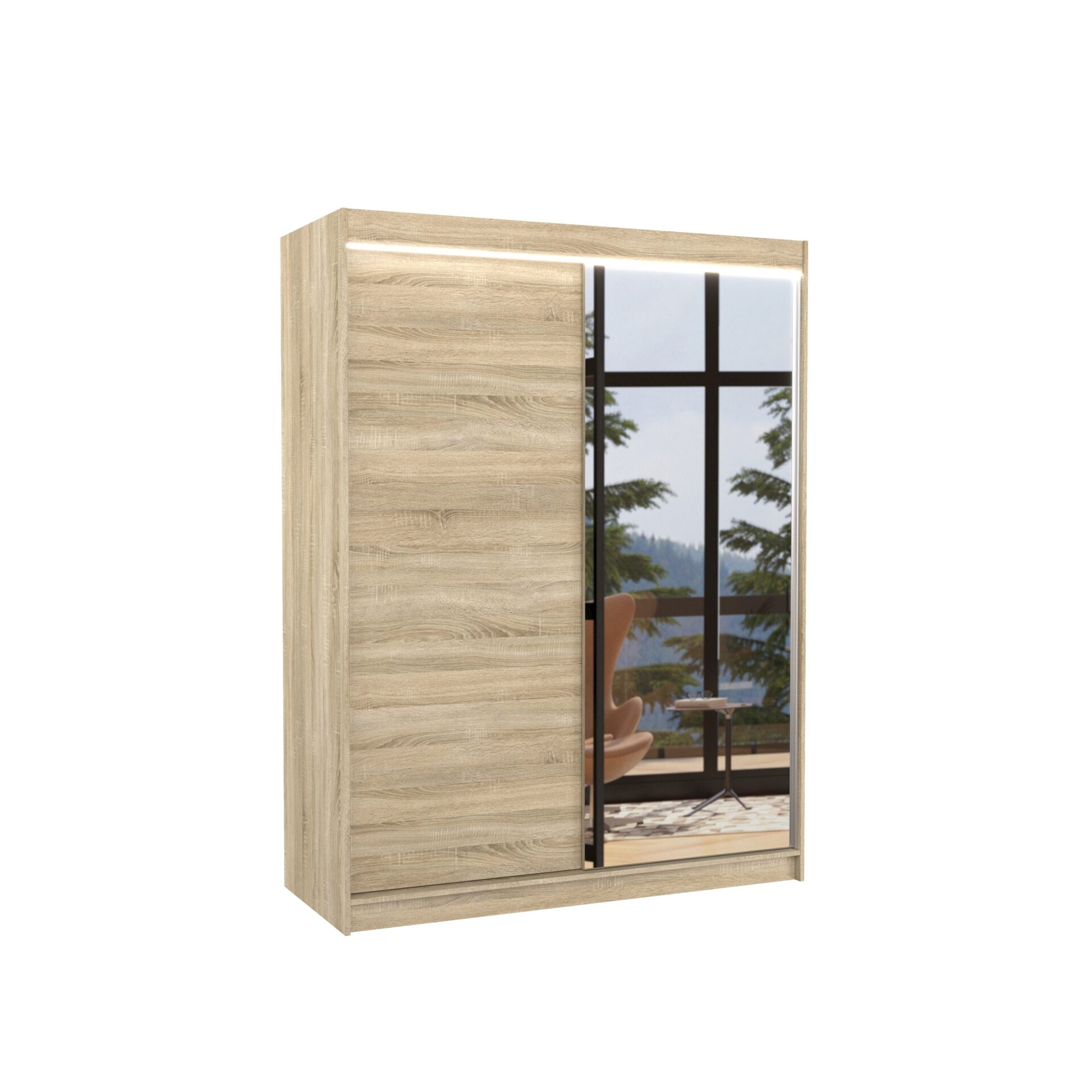 Stumdoma spinta su veidrodžiu ir LED apšvietimu JORDI 150 Sonoma ADRK