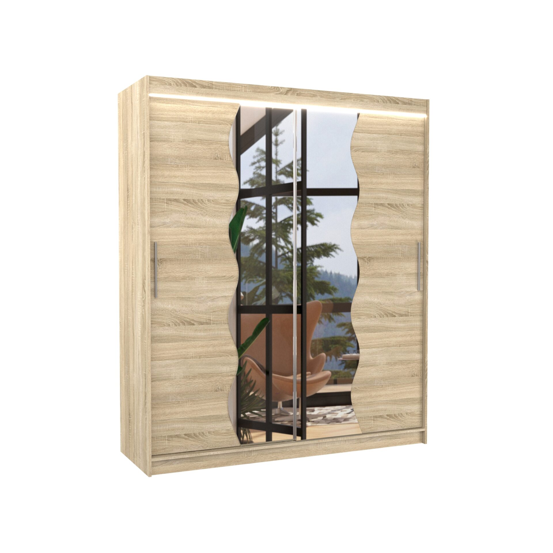 Stumdoma spinta su veidrodžiu ir LED apšvietimu KANSAS 180 Sonoma ADRK