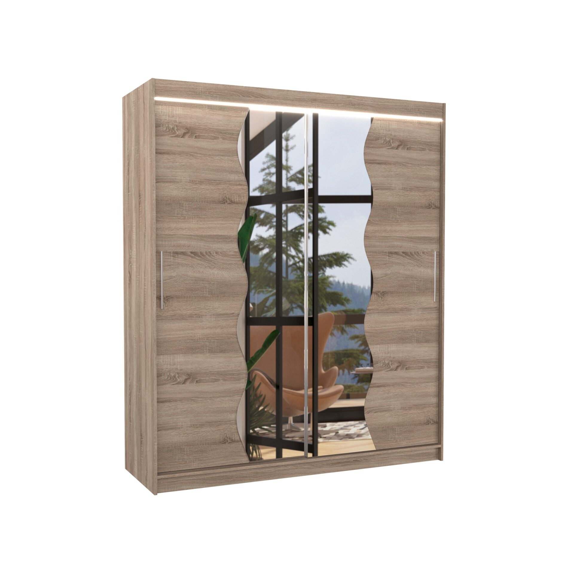 Stumdoma spinta su veidrodžiu ir LED apšvietimu KANSAS 180 Truffle ADRK