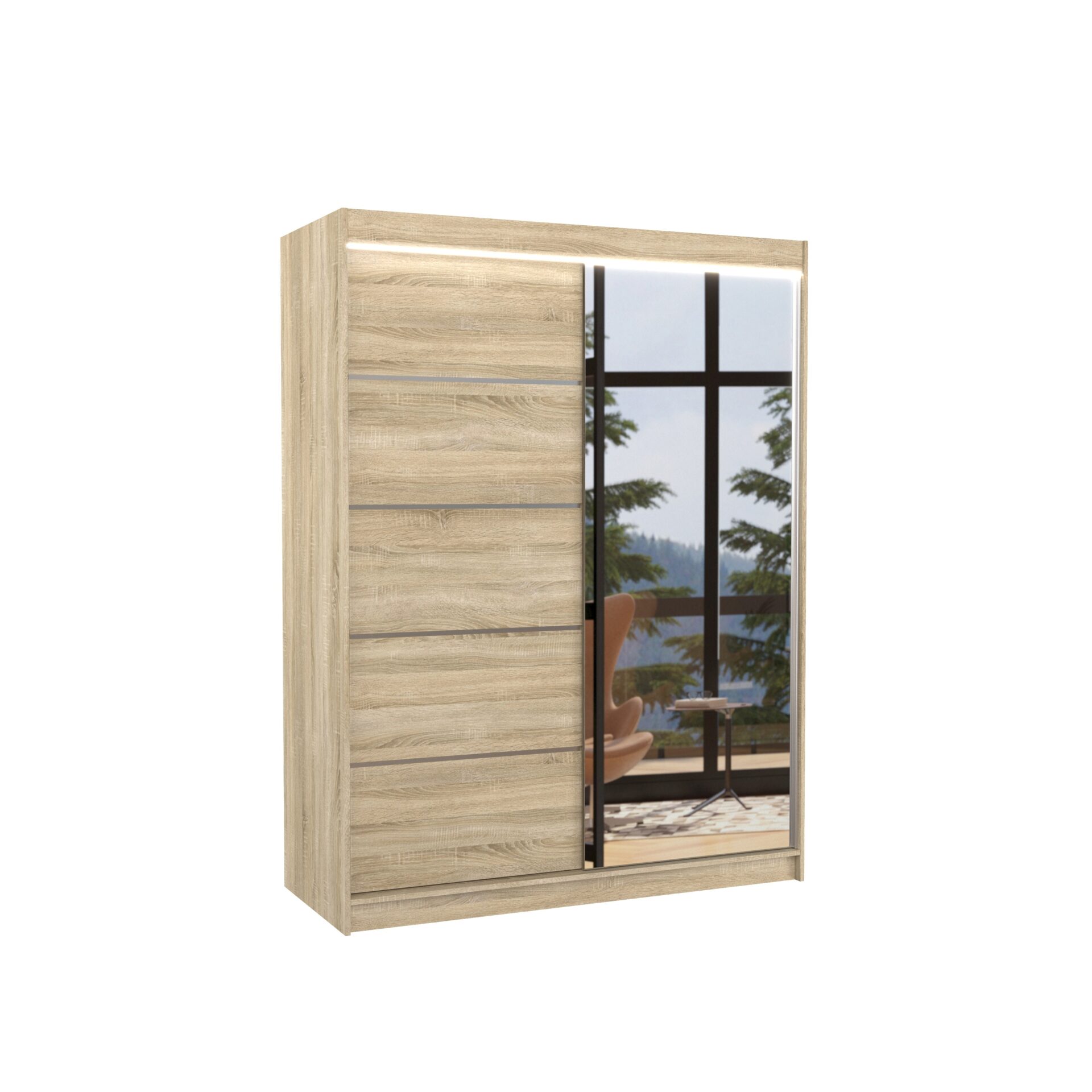 Stumdoma spinta su veidrodžiu ir LED apšvietimu LIMBO 150 Sonoma ADRK