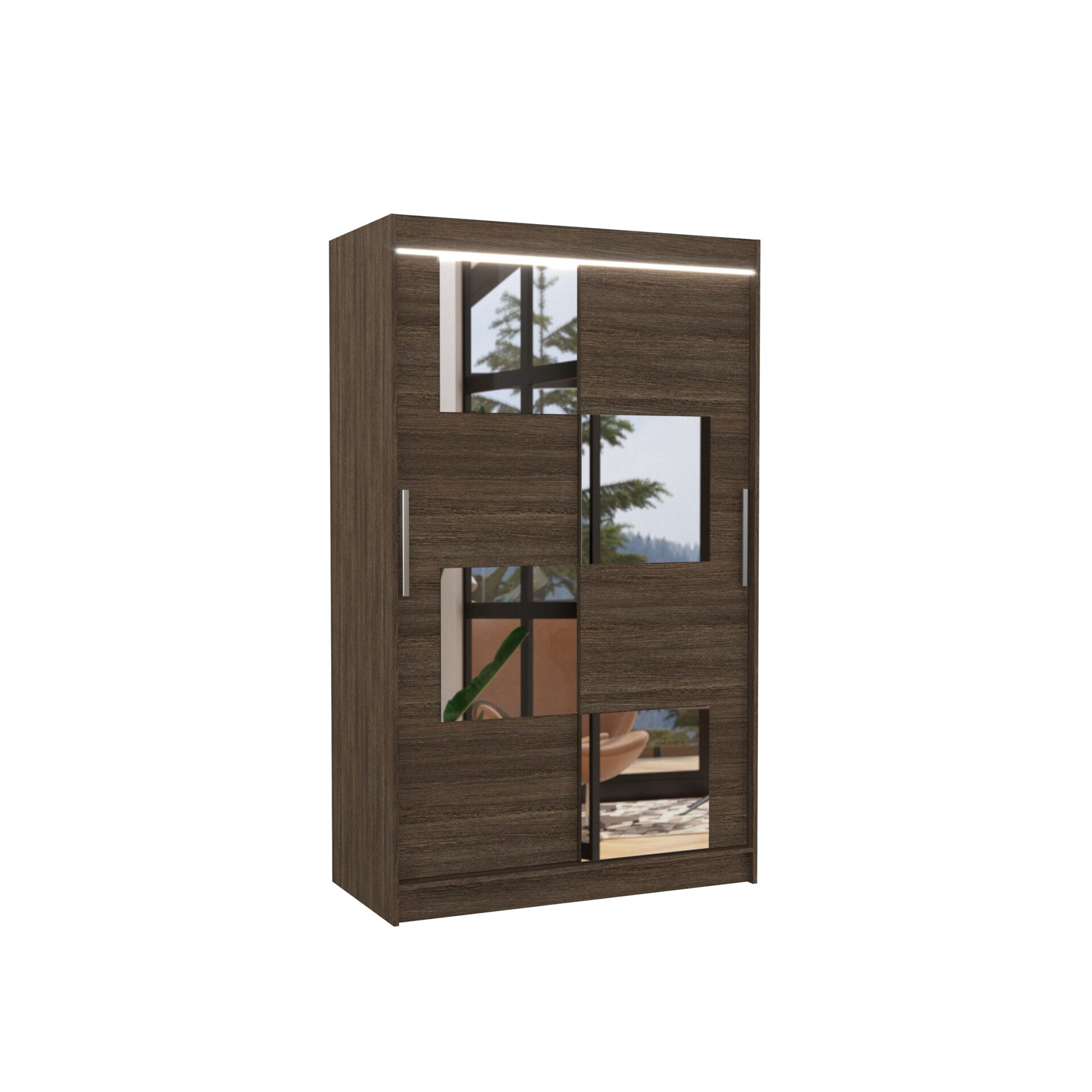 Stumdoma spinta su veidrodžiu ir LED apšvietimu LUGANO 120 šokolado spalvos ADRK