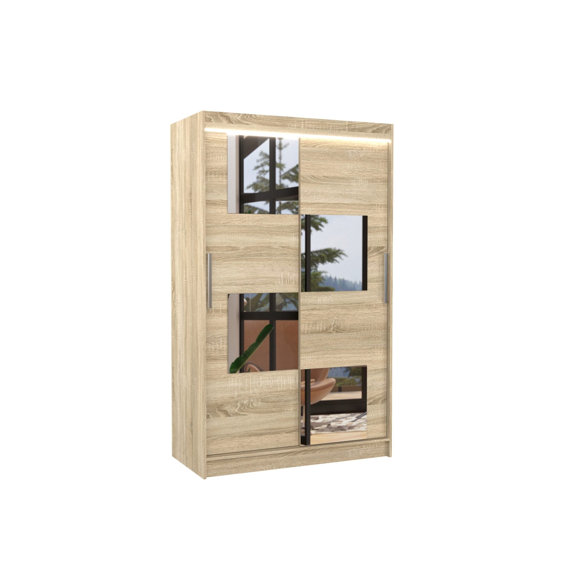 Stumdoma spinta su veidrodžiu ir LED apšvietimu LUGANO 120 Sonoma ADRK