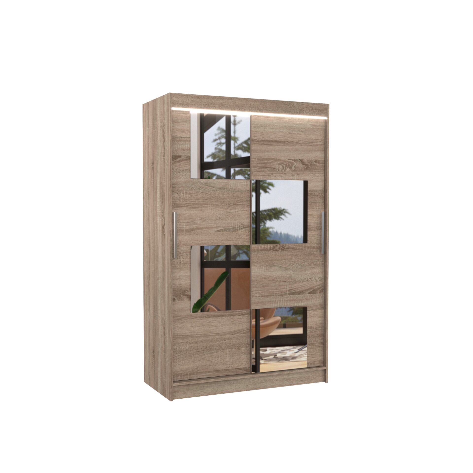 Stumdoma spinta su veidrodžiu ir LED apšvietimu LUGANO 120 Truffle ADRK