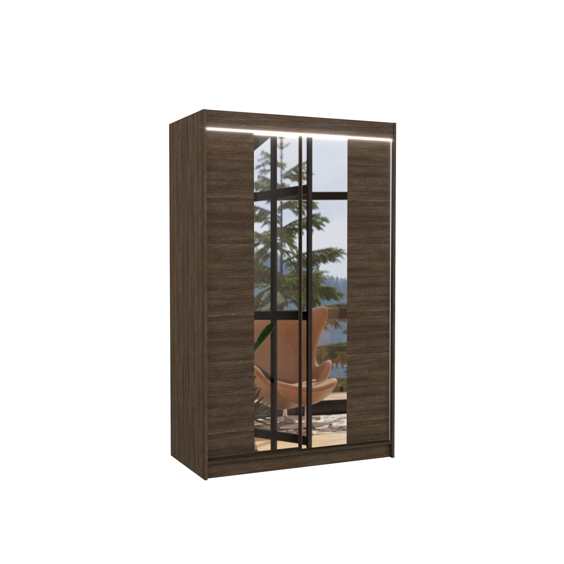 Stumdoma spinta su veidrodžiu ir LED apšvietimu MARVIN 120 Chocolate ADRK