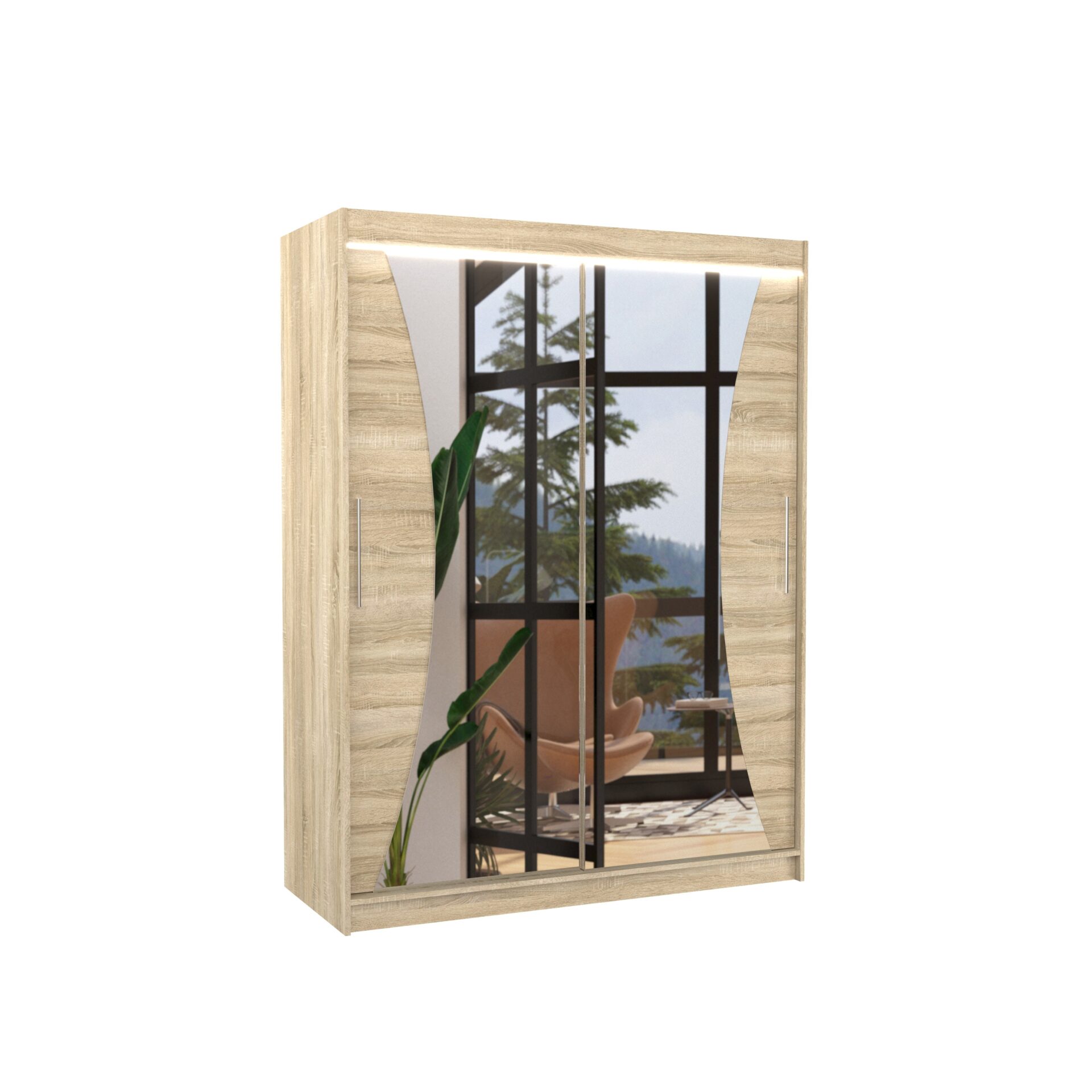 Stumdoma spinta su veidrodžiu ir LED apšvietimu MAX 150 Sonoma ADRK