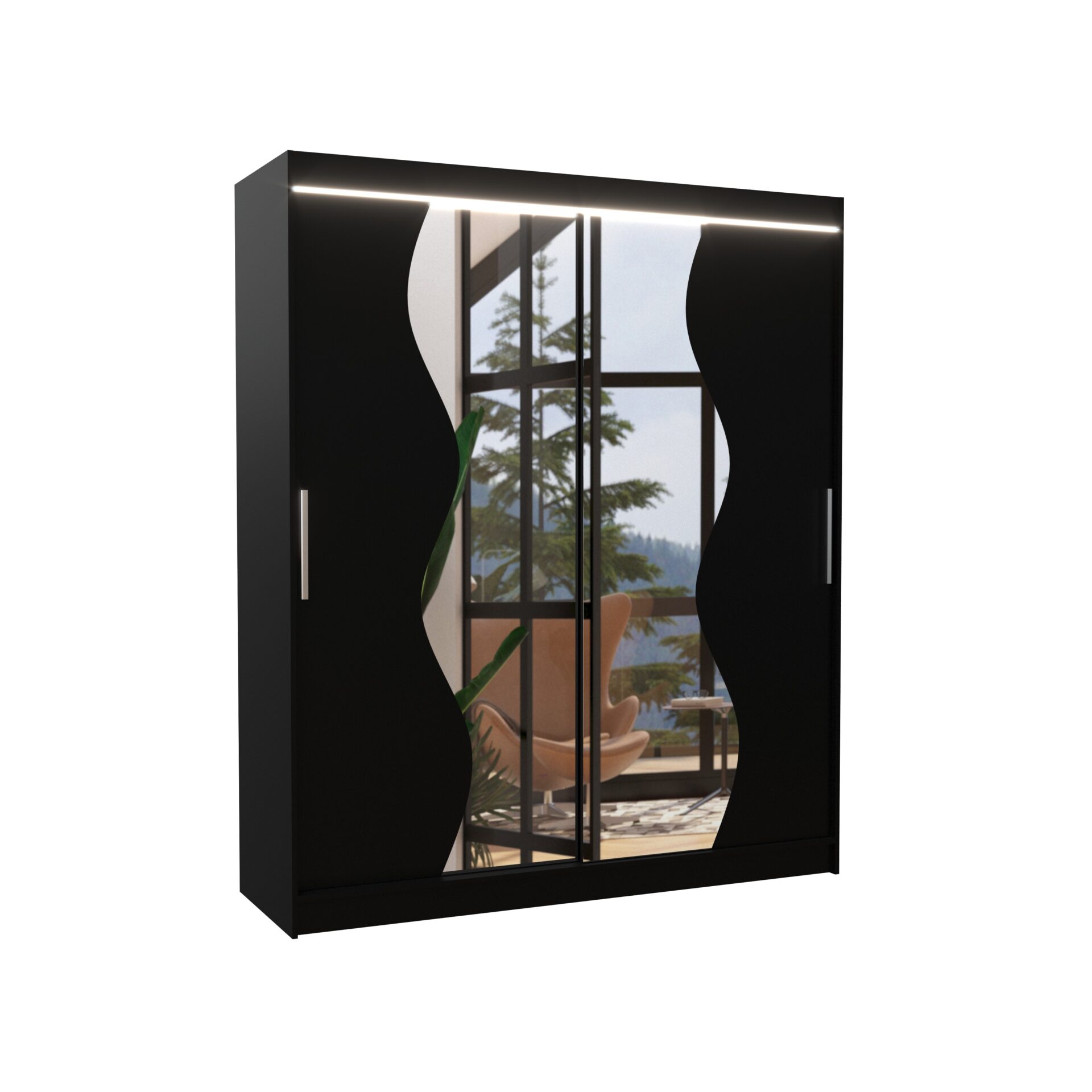 Stumdoma spinta su veidrodžiu ir LED apšvietimu MEDISON 180 juoda ADRK