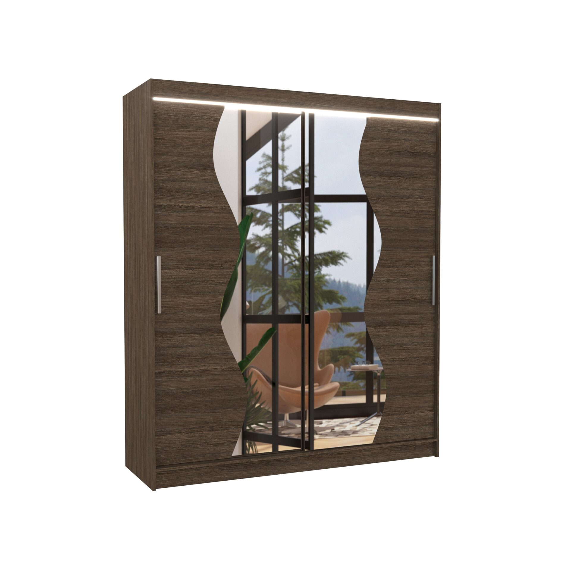 Stumdoma spinta su veidrodžiu ir LED apšvietimu MEDISON 180 Chocolate ADRK