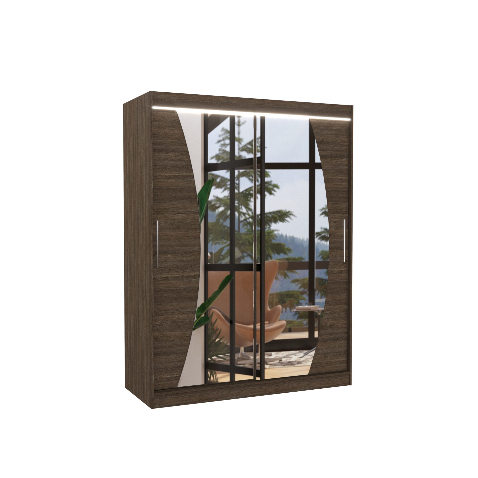 Stumdoma spinta su veidrodžiu ir LED apšvietimu MODESTO 150 Chocolate ADRK