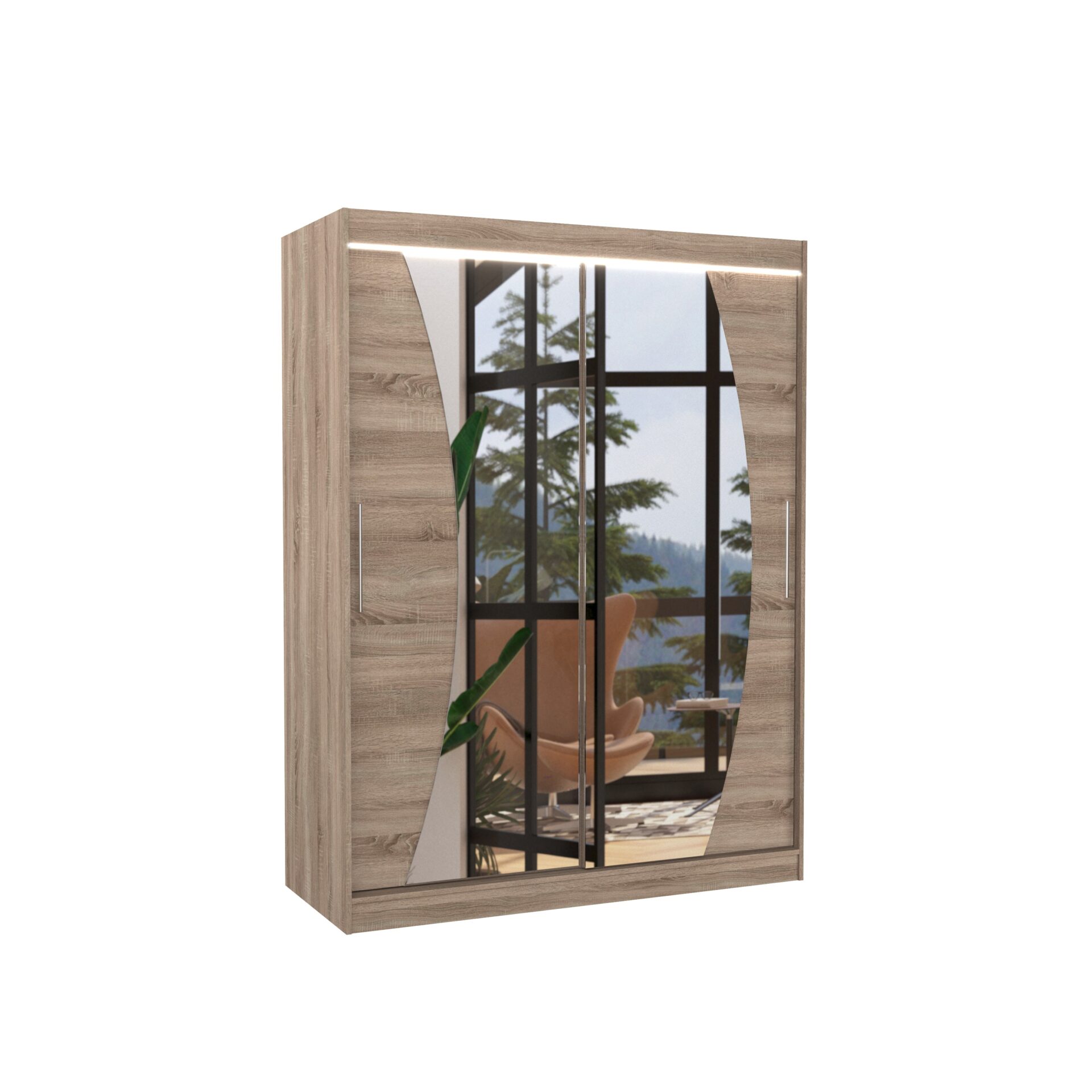 Stumdoma spinta su veidrodžiu ir LED apšvietimu MODESTO 150 Truffle ADRK