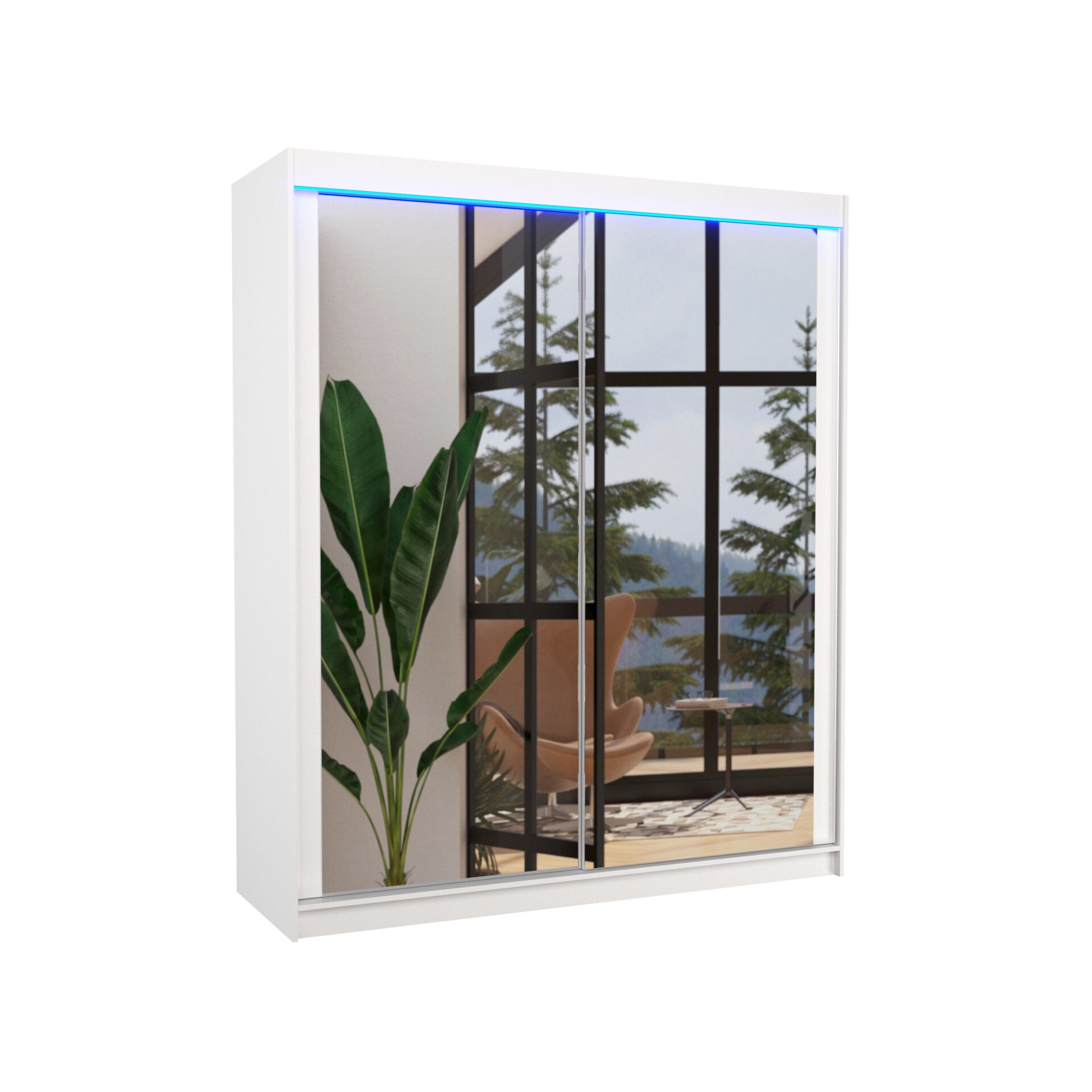 Stumdoma spinta su veidrodžiu ir LED apšvietimu MORGAN 180 balta ADRK