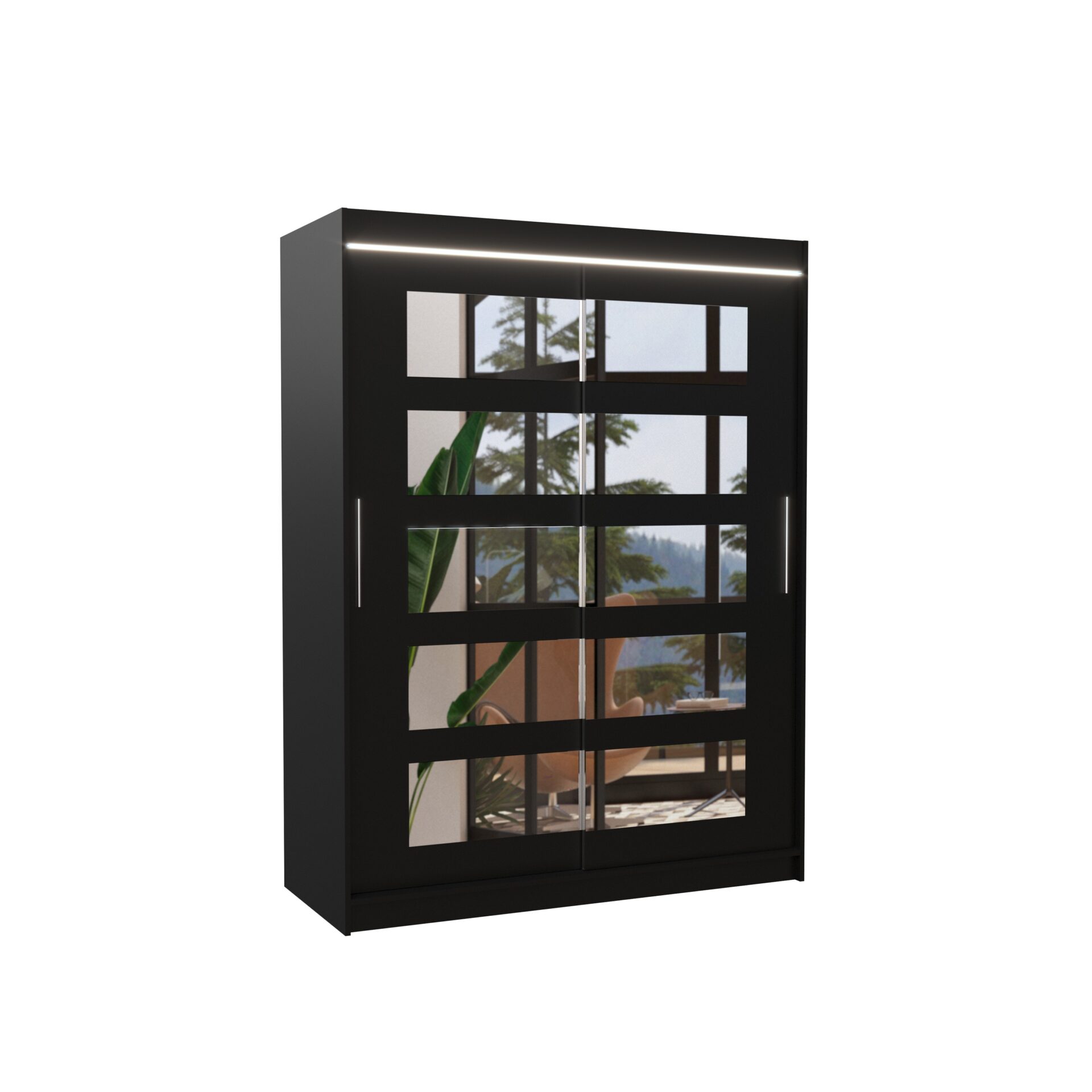 Stumdoma spinta su veidrodžiu ir LED apšvietimu MURANI 150 juoda ADRK