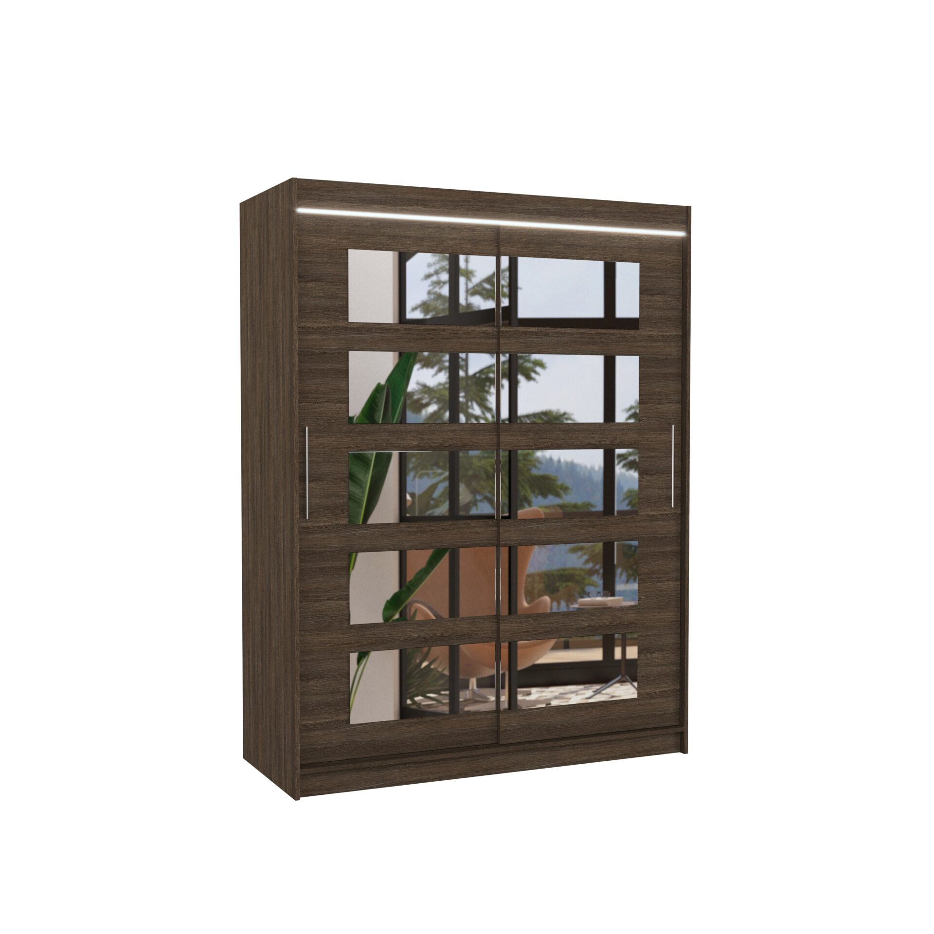 Stumdoma spinta su veidrodžiu ir LED apšvietimu MURANI 150 šokolado spalvos ADRK