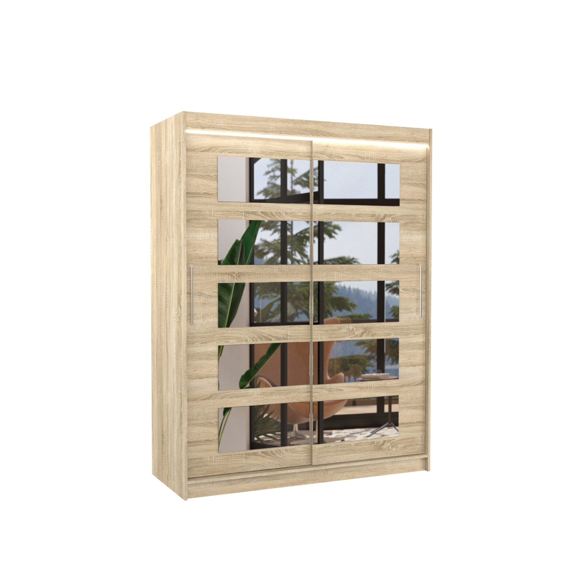 Stumdoma spinta su veidrodžiu ir LED apšvietimu MURANI 150 Sonoma ADRK