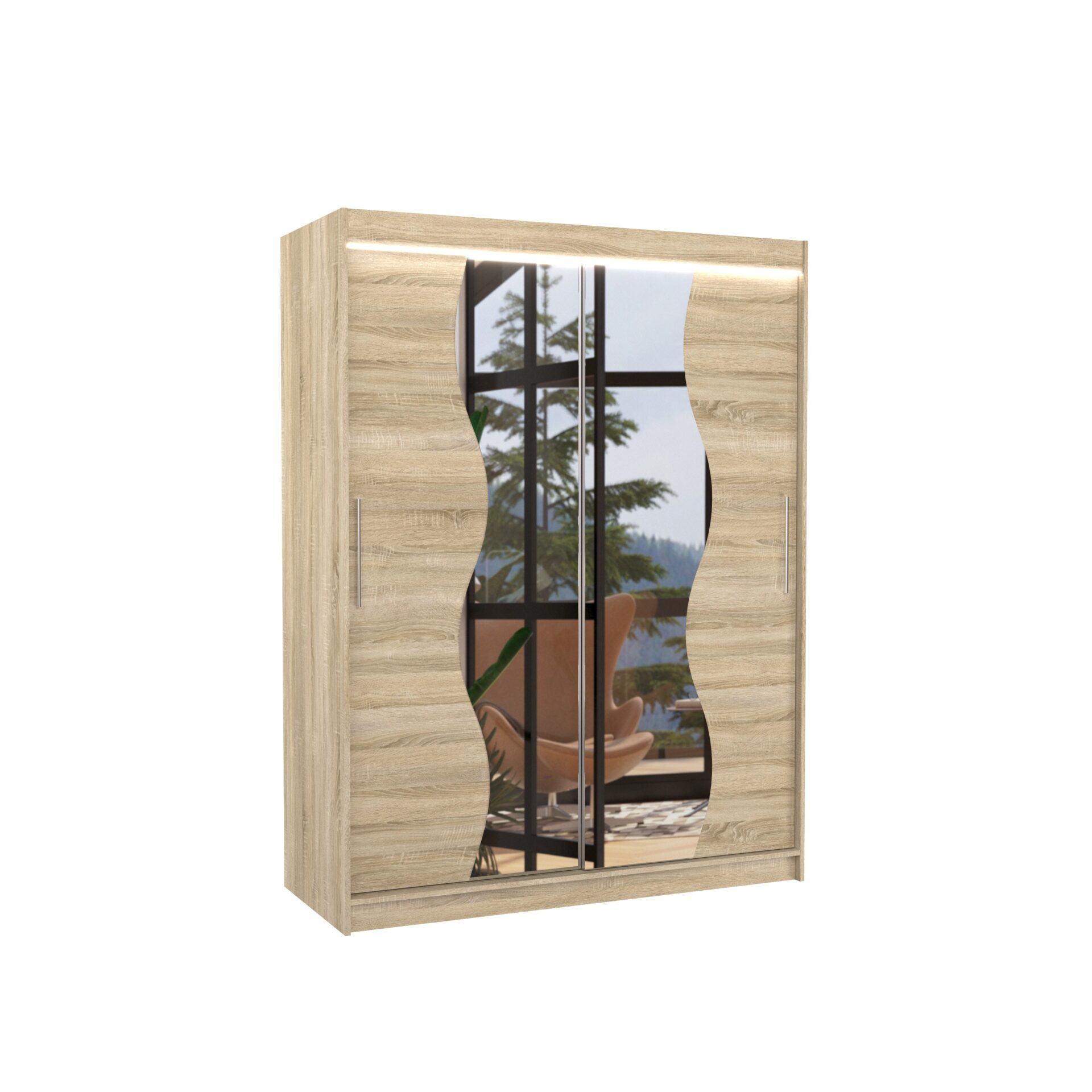 Stumdoma spinta su veidrodžiu ir LED apšvietimu RENZO 150 Sonoma ADRK