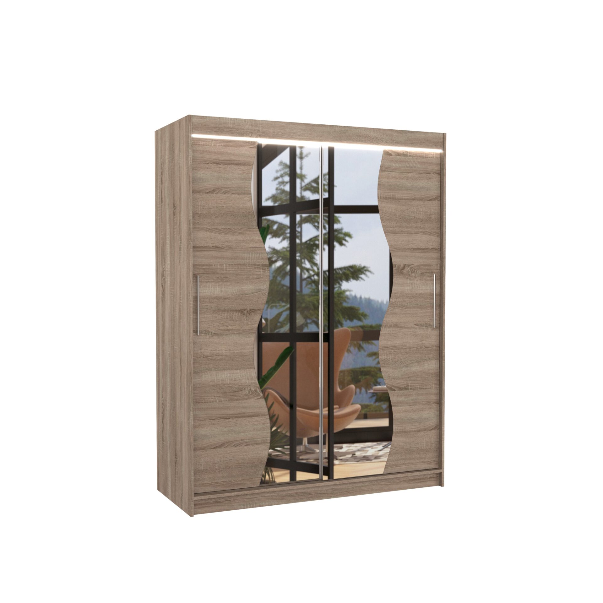 Stumdoma spinta su veidrodžiu ir LED apšvietimu RENZO 150 Truffle ADRK