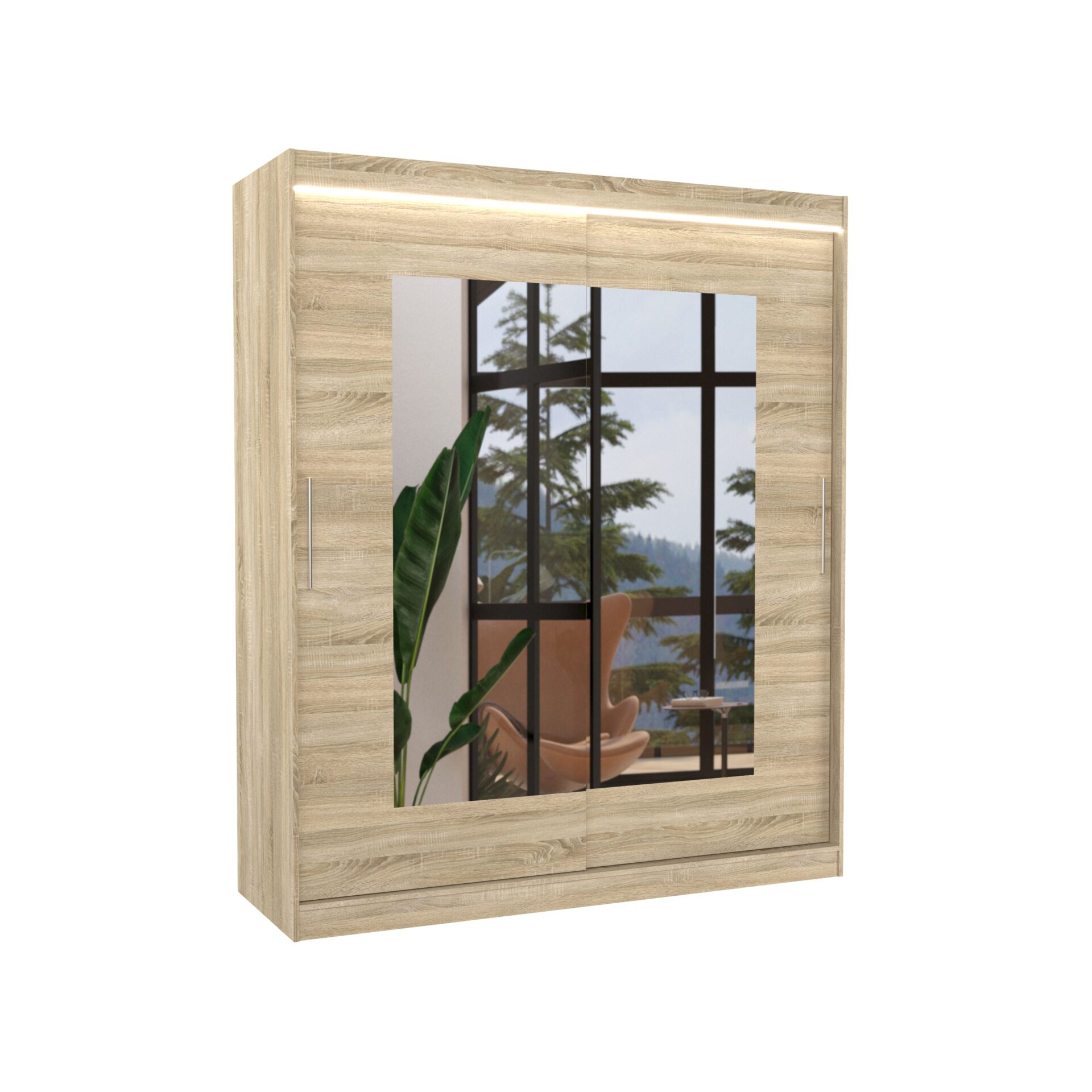 Stumdoma spinta su veidrodžiu ir LED apšvietimu ROSETTE 180 Sonoma ADRK