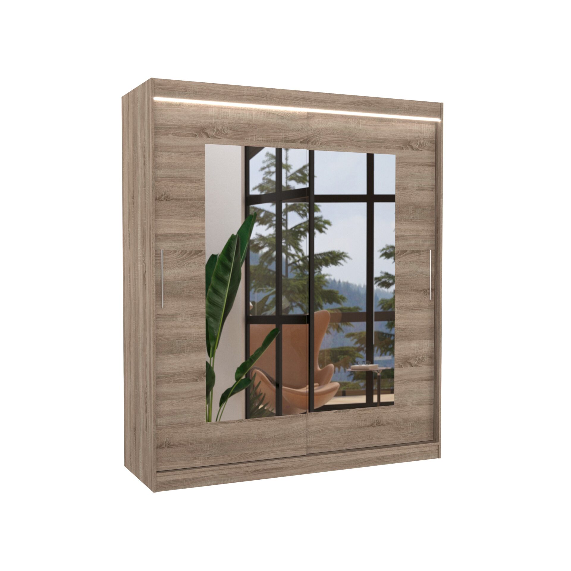 Stumdoma spinta su veidrodžiu ir LED apšvietimu ROSETTE 180 Truffle ADRK