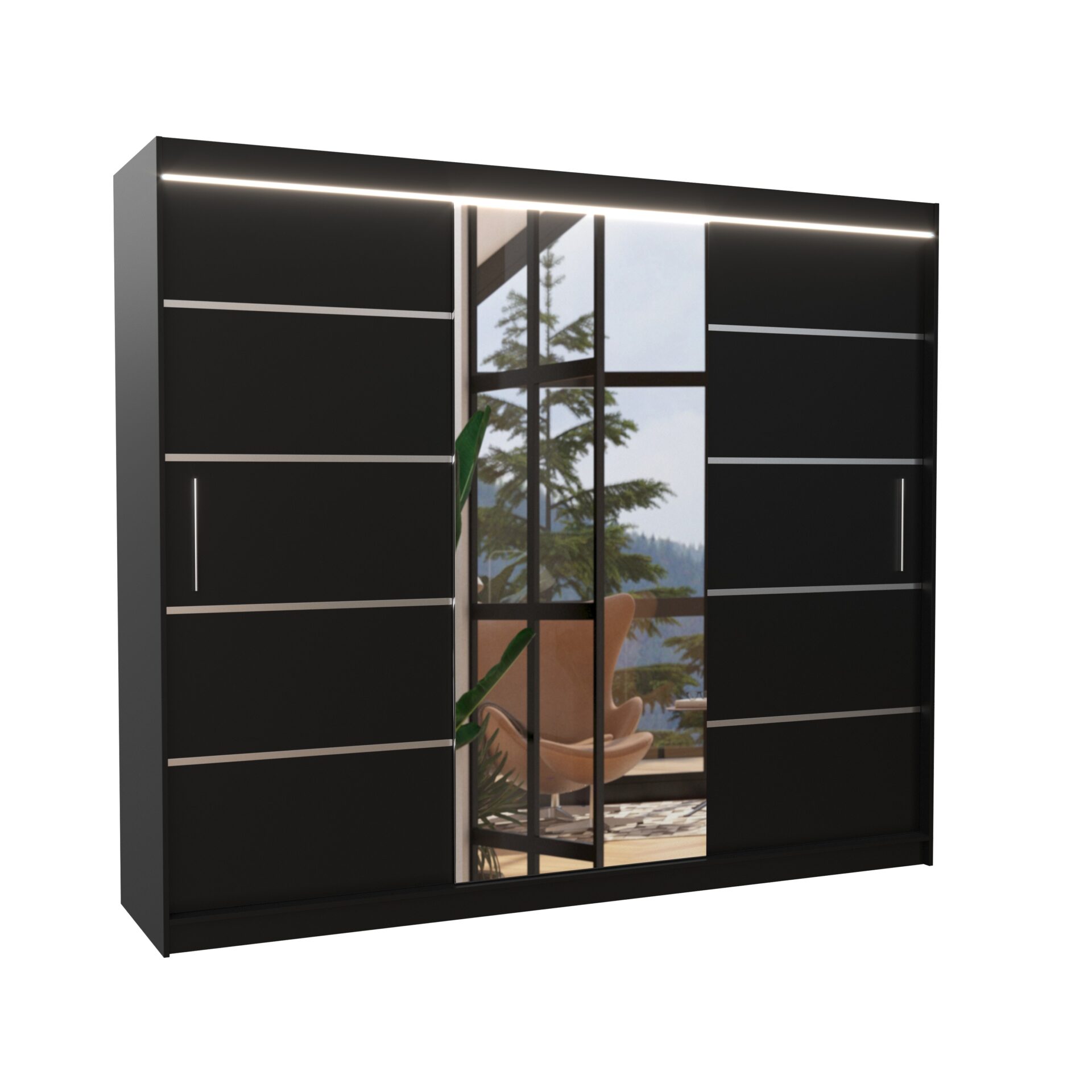 Stumdoma spinta su veidrodžiu ir LED apšvietimu SALTO 250 juoda ADRK