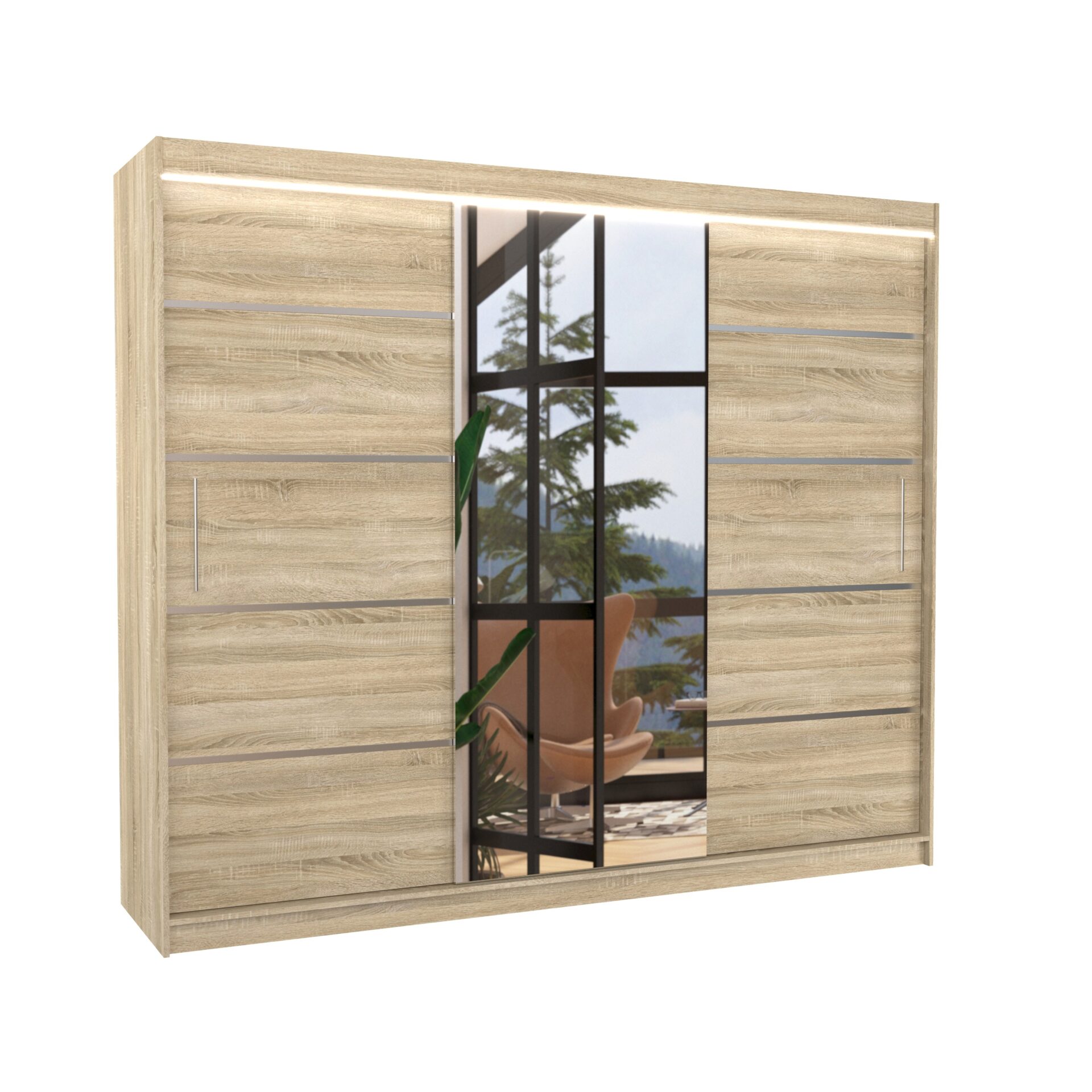 Stumdoma spinta su veidrodžiu ir LED apšvietimu SALTO 250 Sonoma ADRK