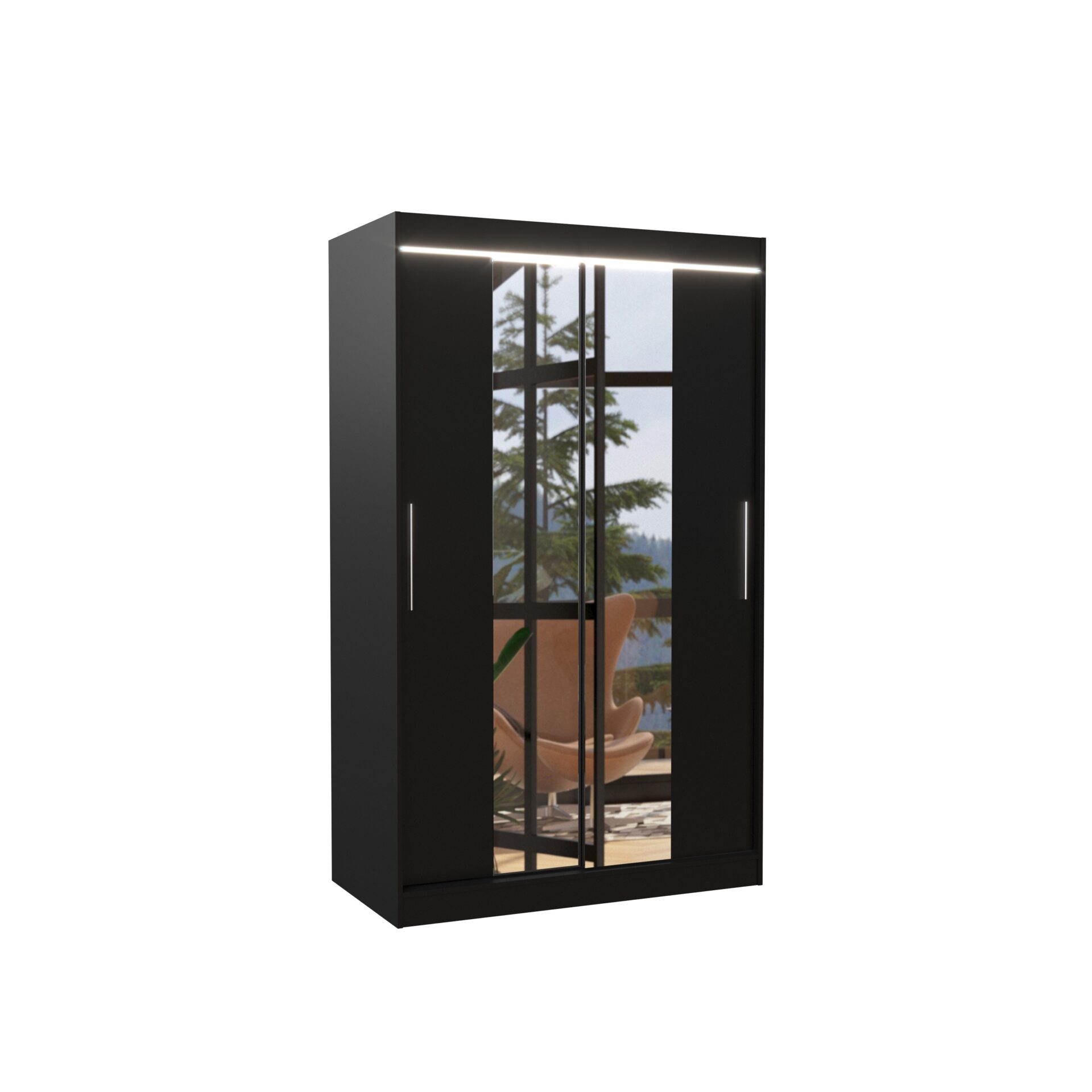 Stumdoma spinta su veidrodžiu ir LED apšvietimu SANTOS 120 juoda ADRK