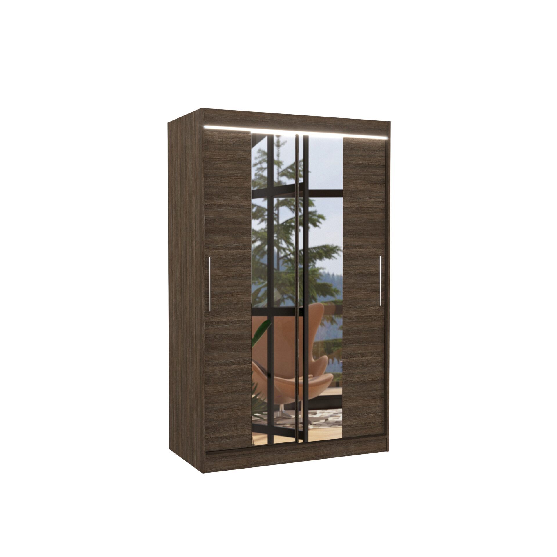 Stumdoma spinta su veidrodžiu ir LED apšvietimu SANTOS 120 šokolado spalvos ADRK