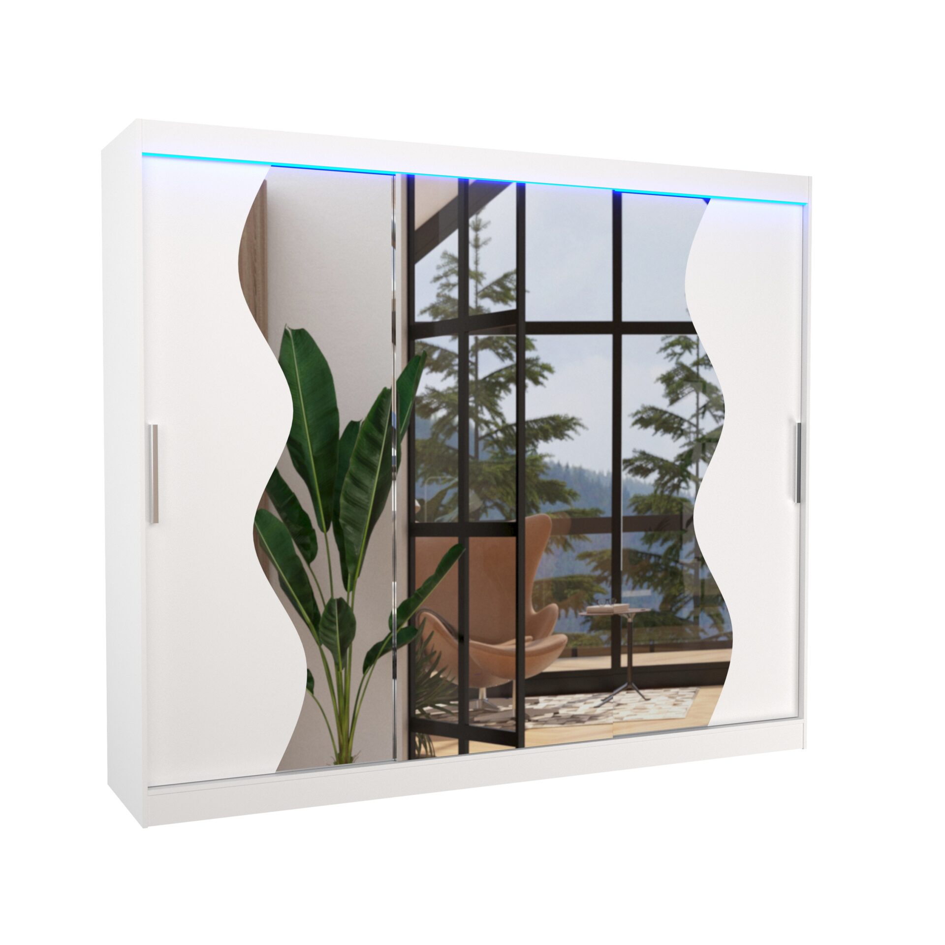 Stumdoma spinta su veidrodžiu ir LED apšvietimu SHARON 250 balta ADRK