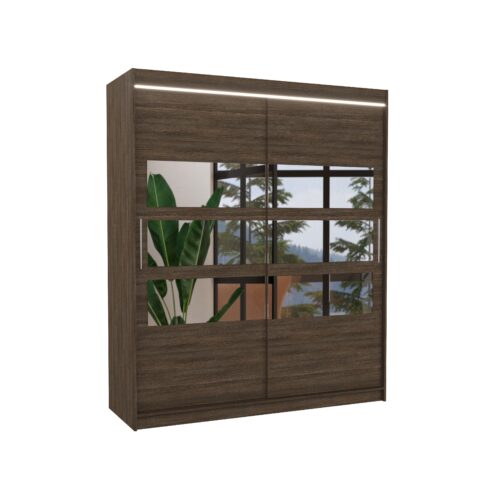 Stumdoma spinta su veidrodžiu ir LED apšvietimu TOLEDO 180 šokolado spalvos ADRK