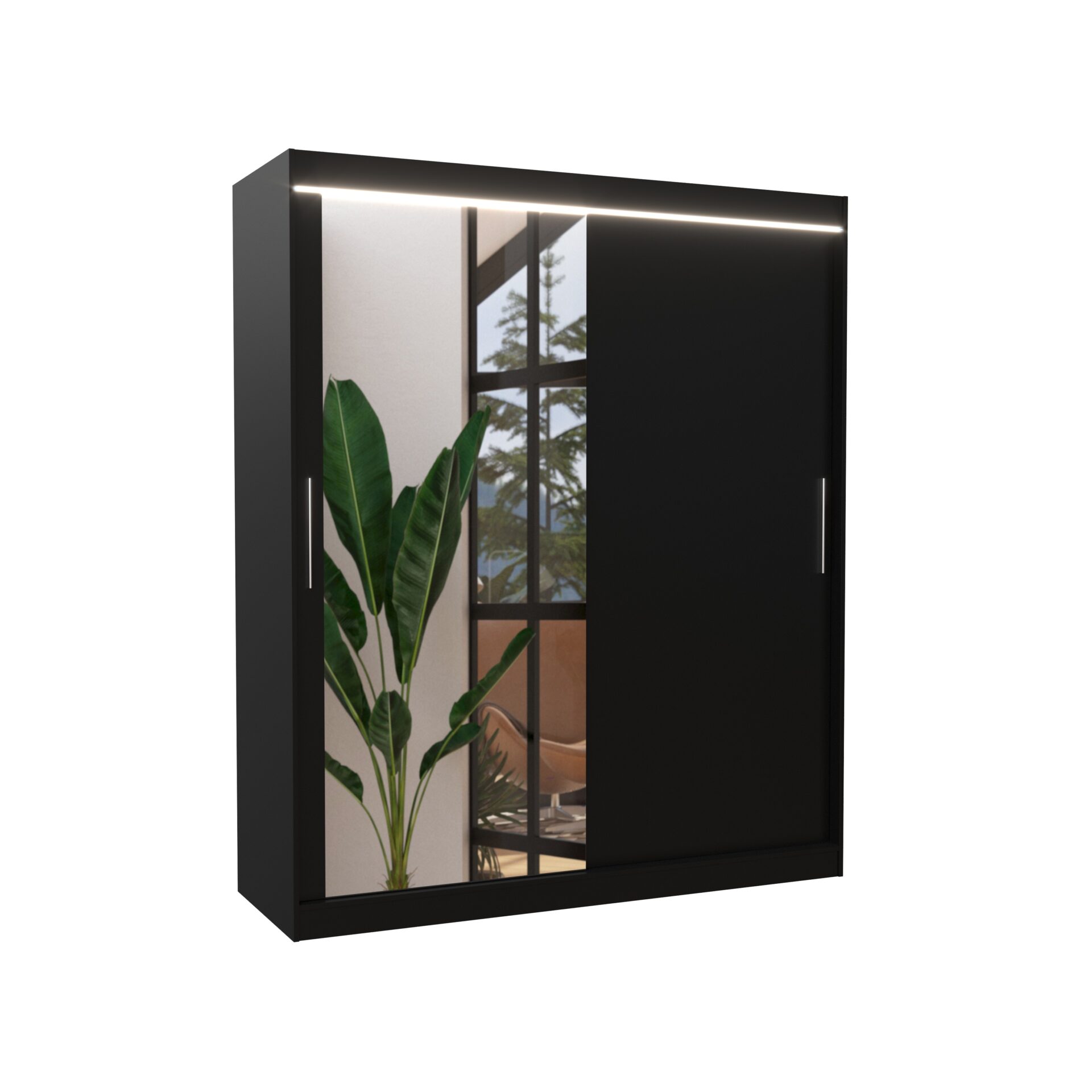 Stumdoma spinta su veidrodžiu ir LED apšvietimu TOM 180 juoda ADRK