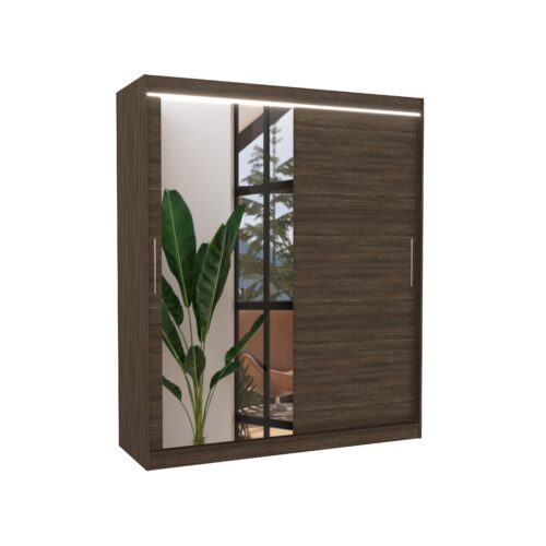 Stumdoma spinta su veidrodžiu ir LED apšvietimu TOM 180 Chocolate ADRK