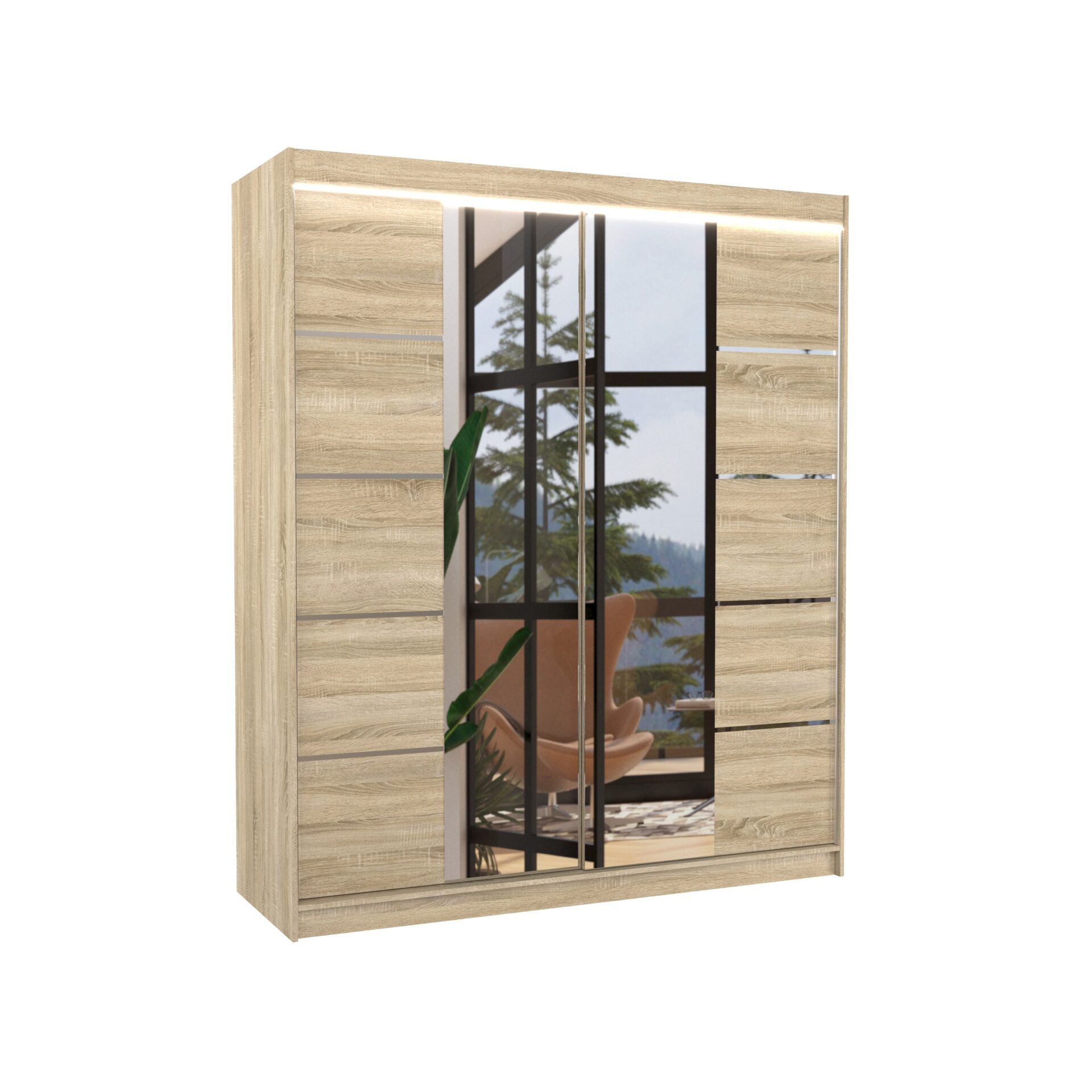 Stumdoma spinta su veidrodžiu ir LED apšvietimu TRAVES 180 Sonoma ADRK