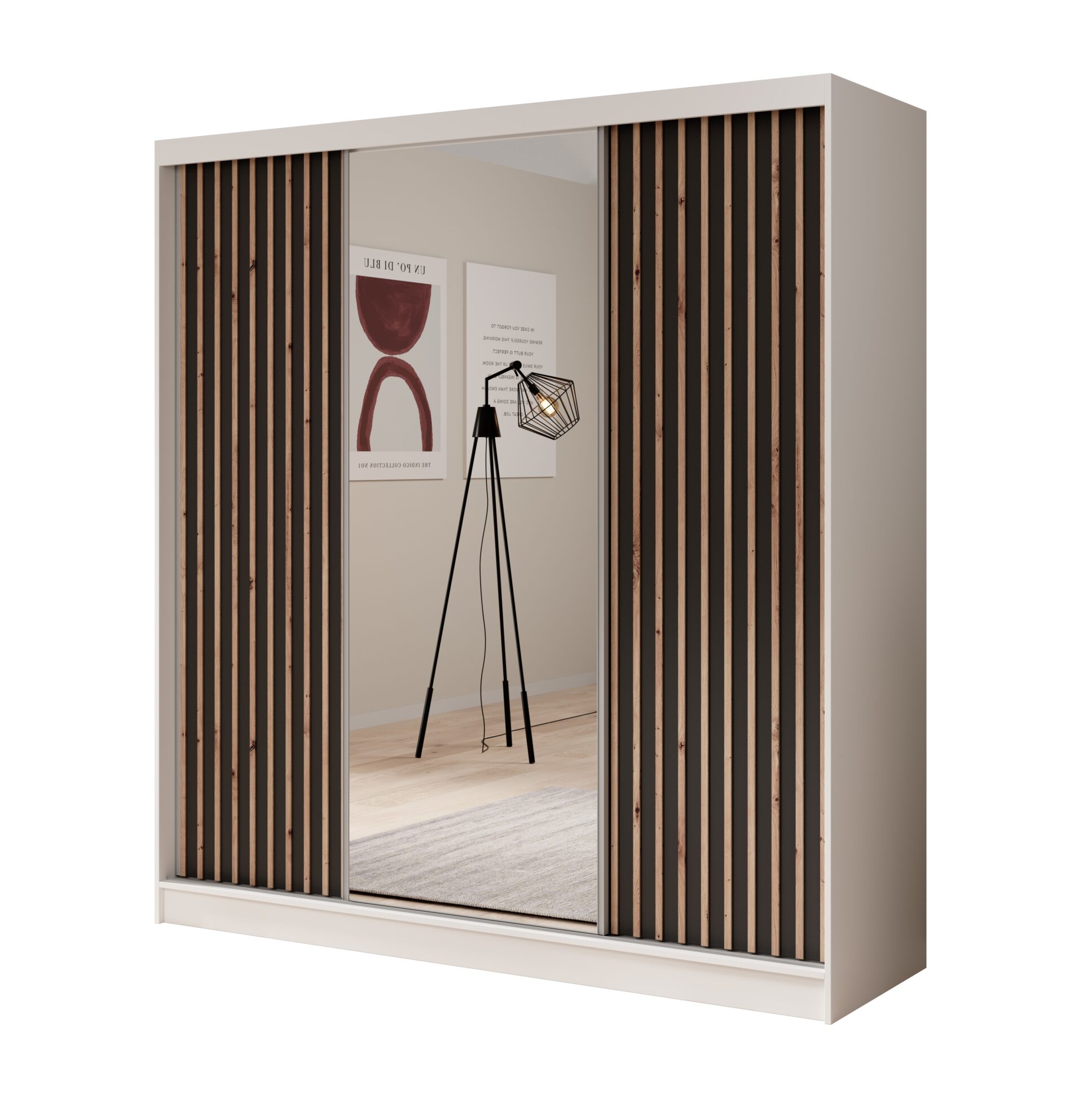 Ida 200 stumdoma spinta su veidrodžiu, balta/juoda, ADRK