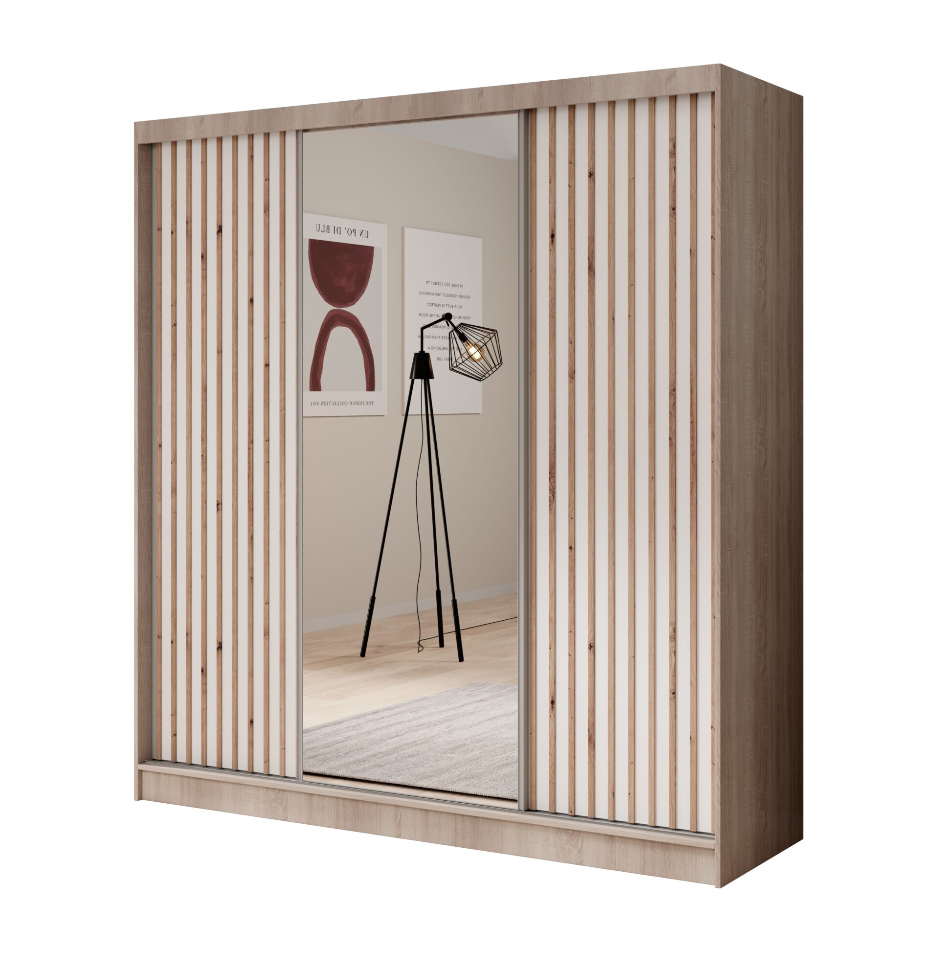 Ida 200 stumdoma spinta su veidrodžiu, Sonoma/balta, ADRK