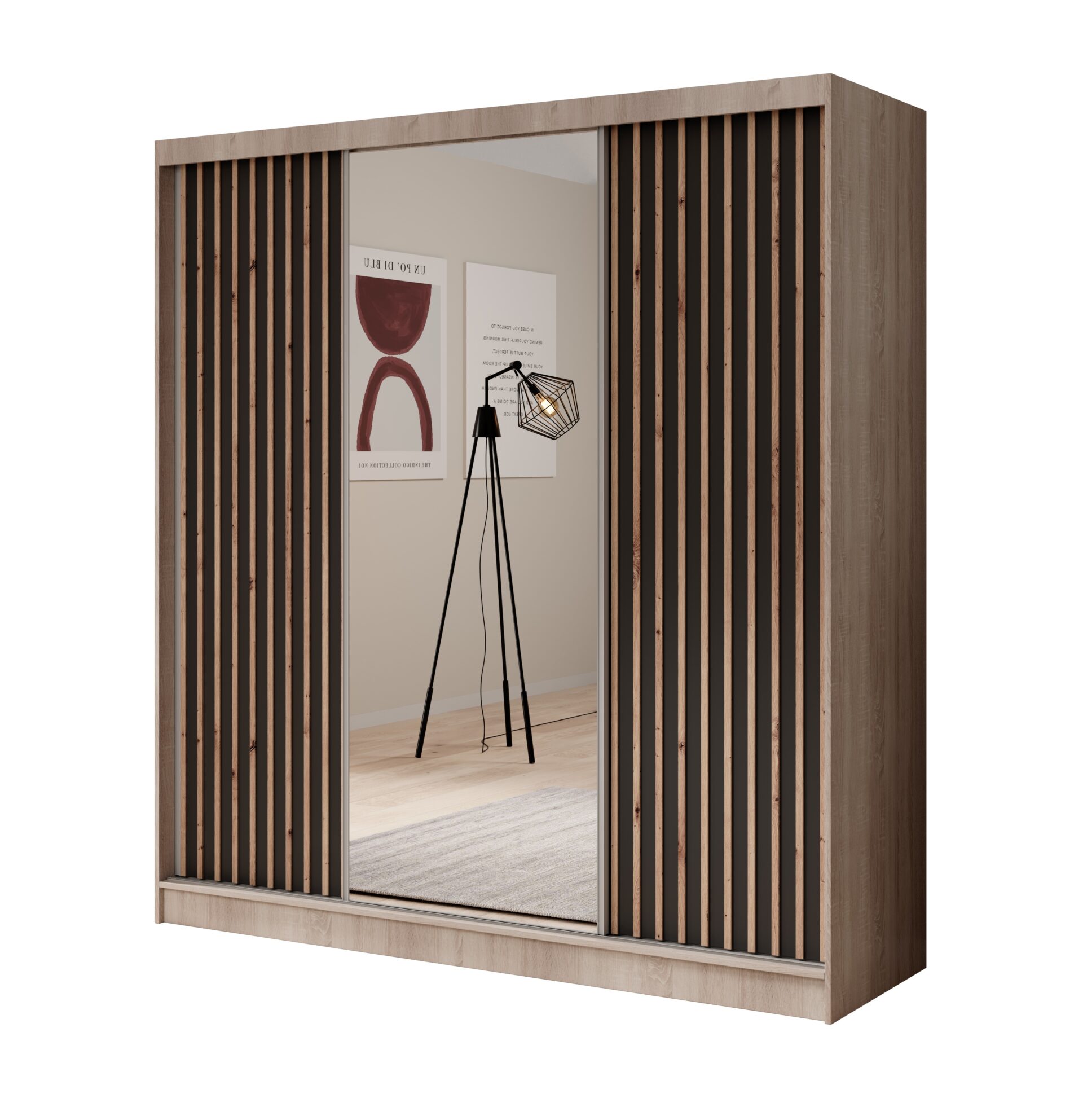 Ida 200 stumdoma spinta su veidrodžiu, Sonoma/juoda, ADRK