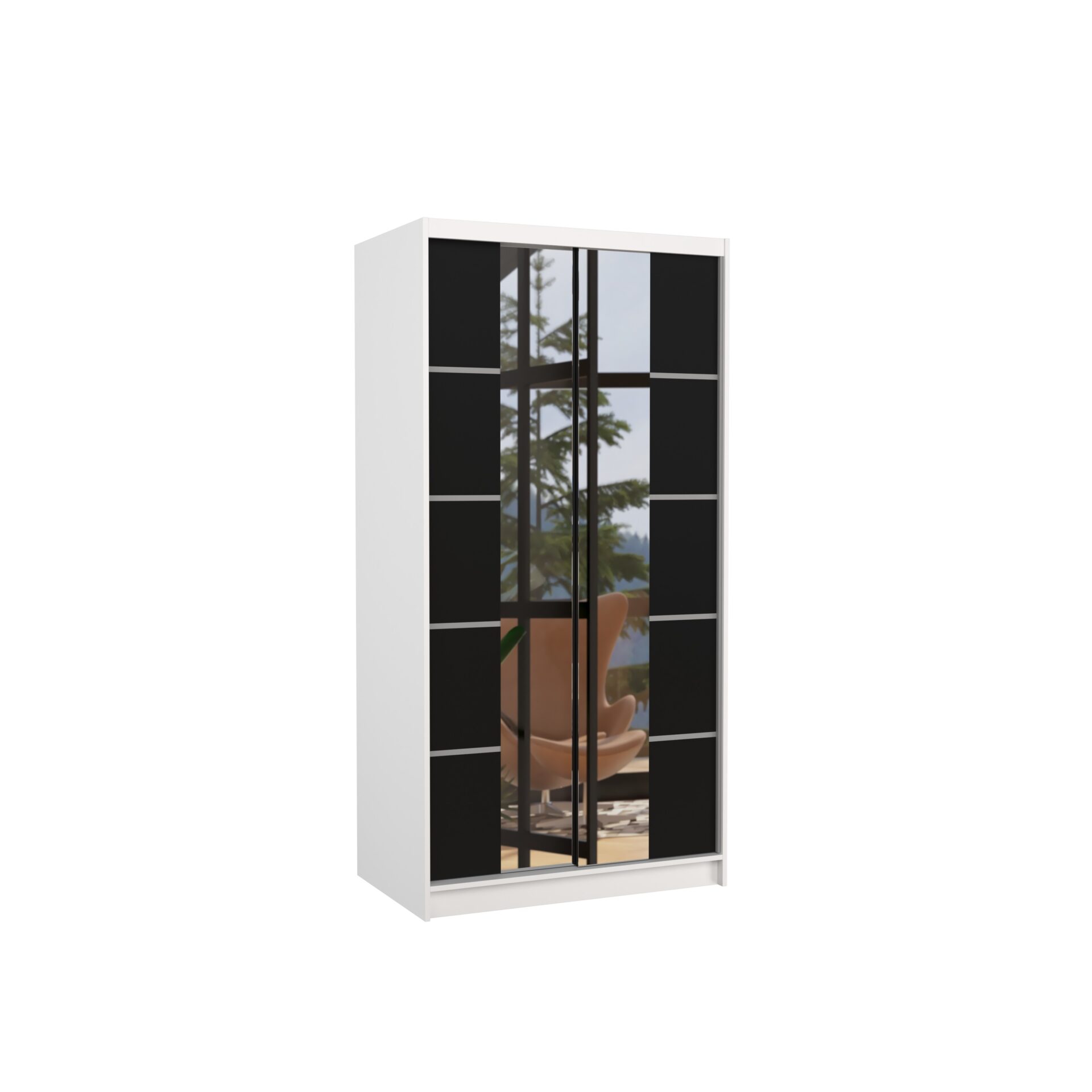 Stumdoma spinta su veidrodžiu KSAWER 100 balta/juoda ADRK