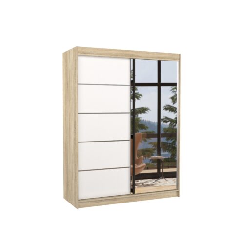 Stumdoma spinta su veidrodžiu LIMBO 150 Sonoma/Balta ADRK