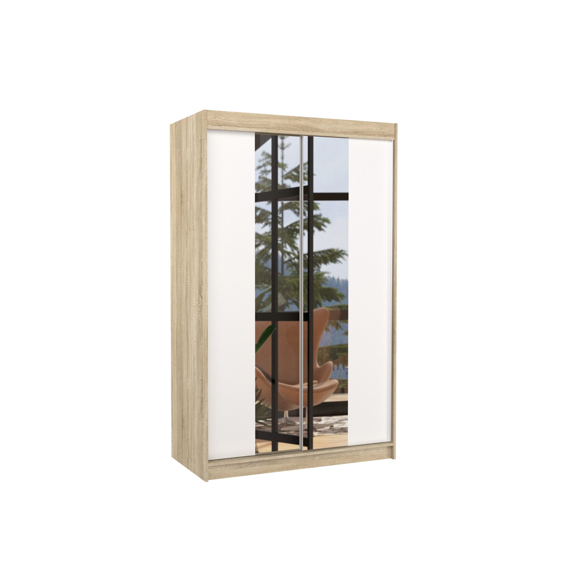 Stumdoma spinta su veidrodžiu MARVIN 120 Sonoma/Balta ADRK