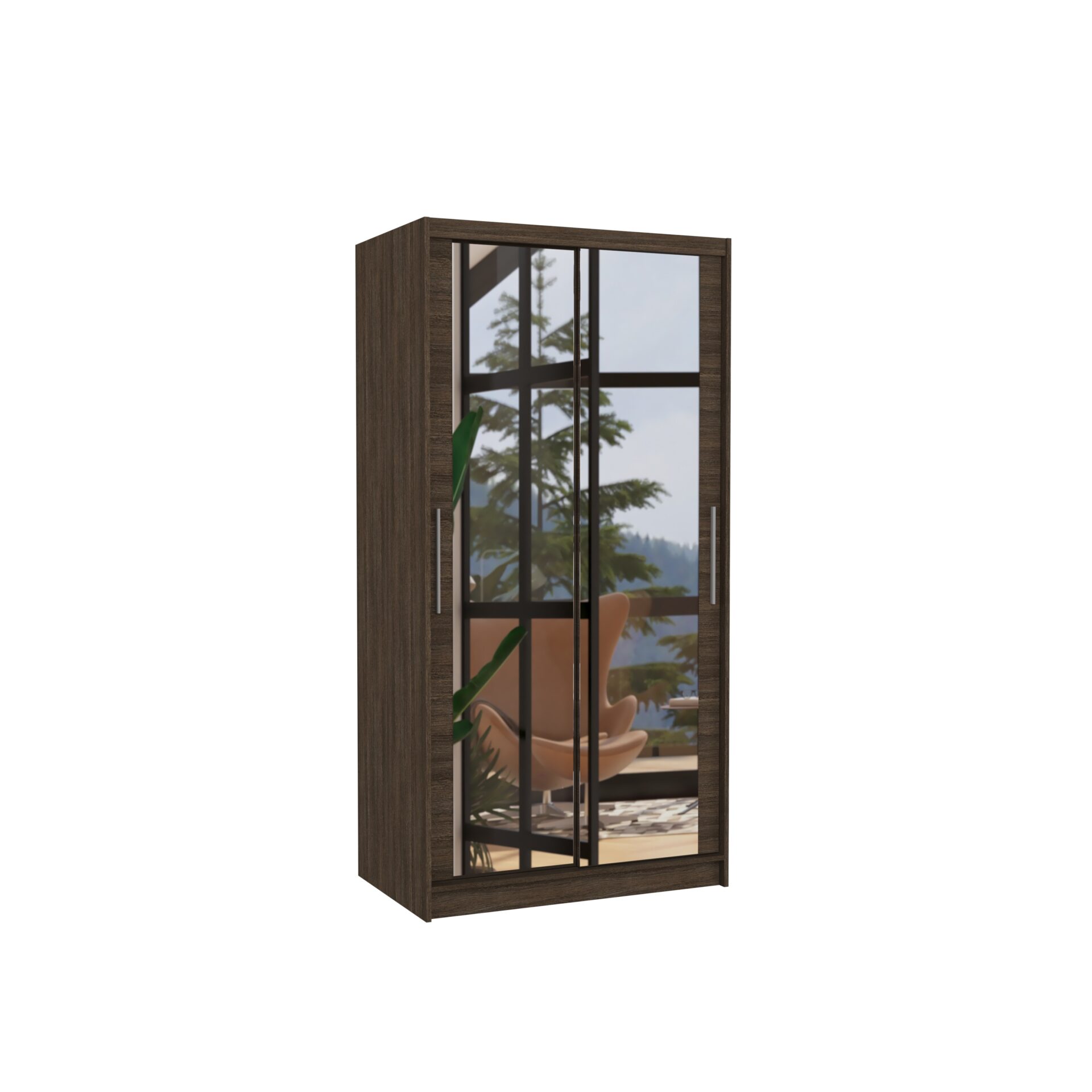 Stumdoma spinta su veidrodžiu NEVIO 100 šokolado spalvos ADRK