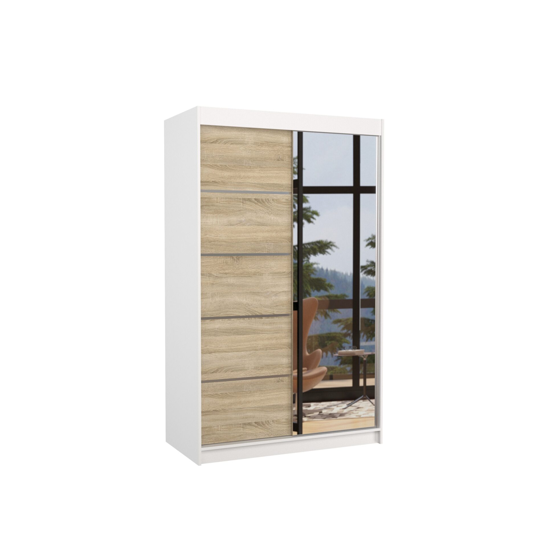 Stumdoma spinta su veidrodžiu NICEA 120 balta/Sonoma ADRK